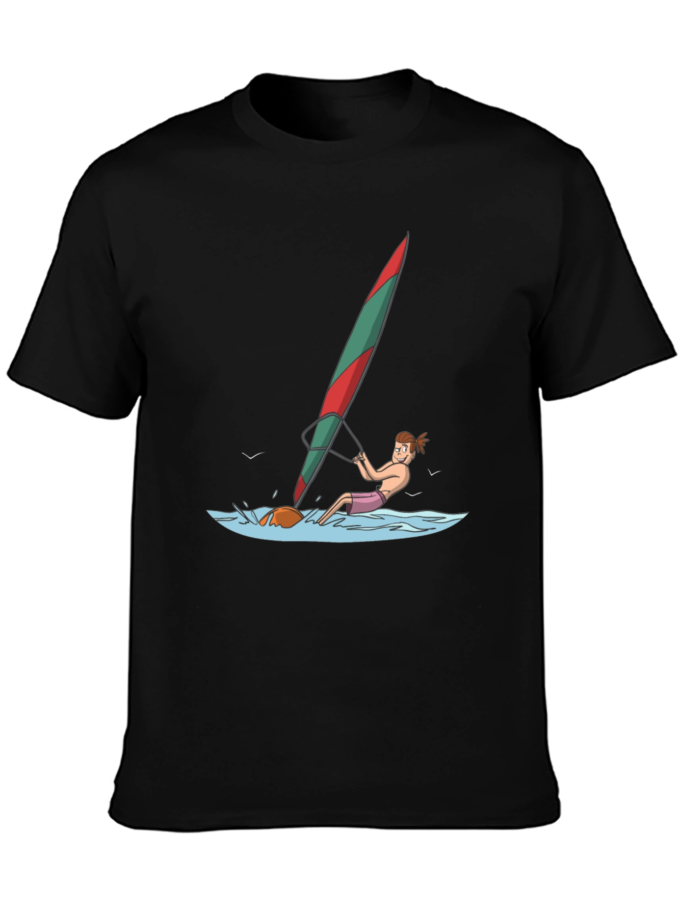 Windsurfing Cartoon Graphic T-Shirt