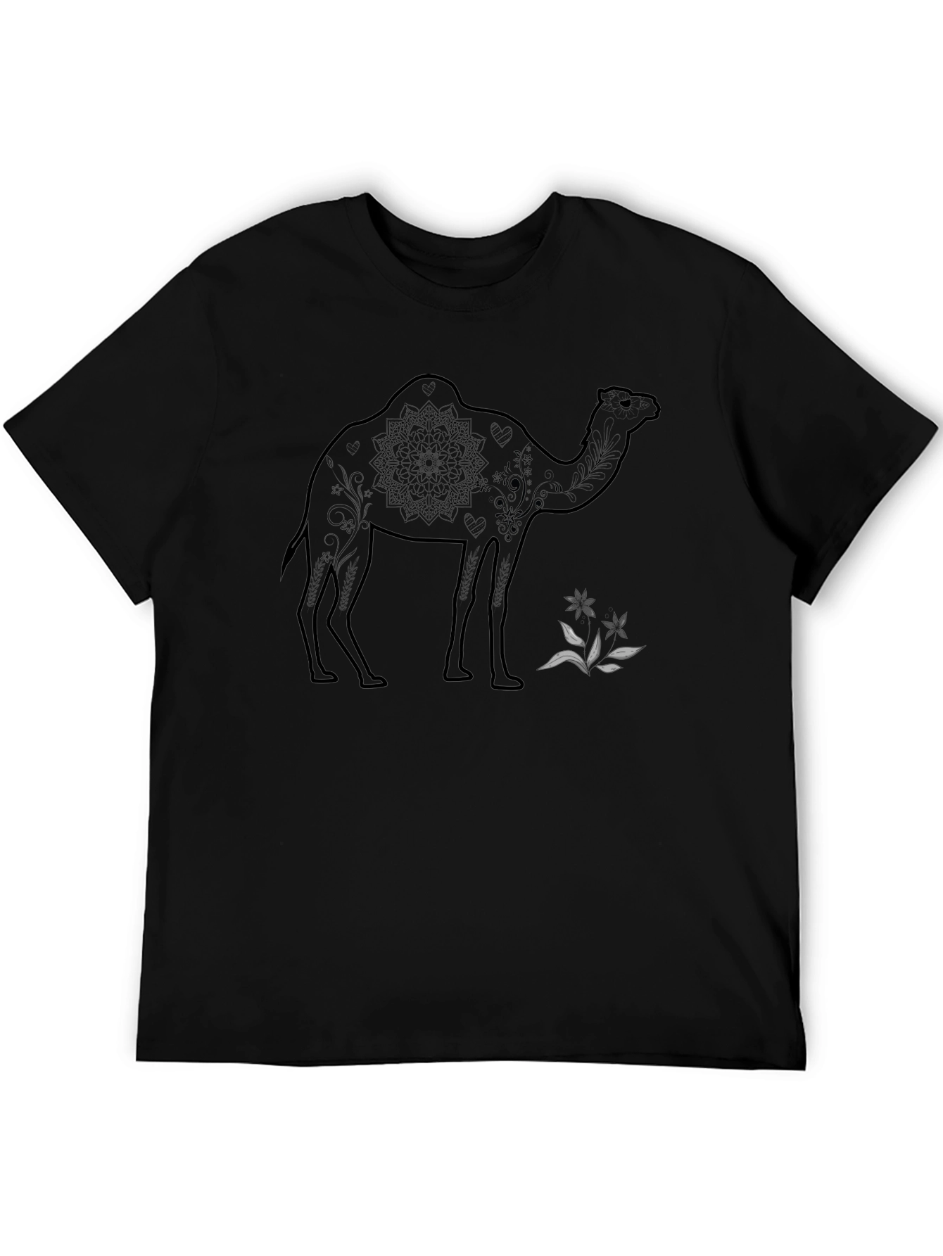 Camel Mandala Graphic Tee - Unisex Black T-Shirt