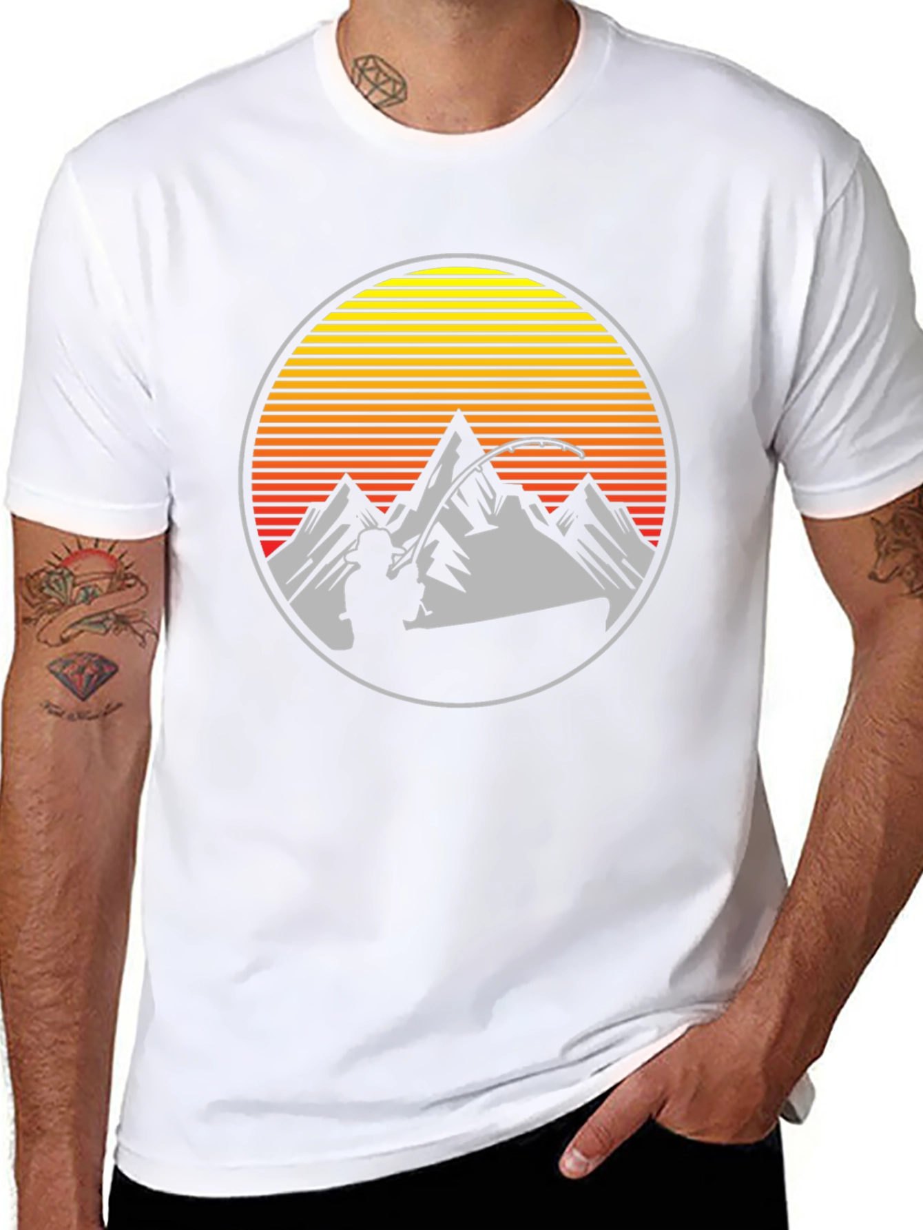 Fishing at Sunset Mens Graphic Tee