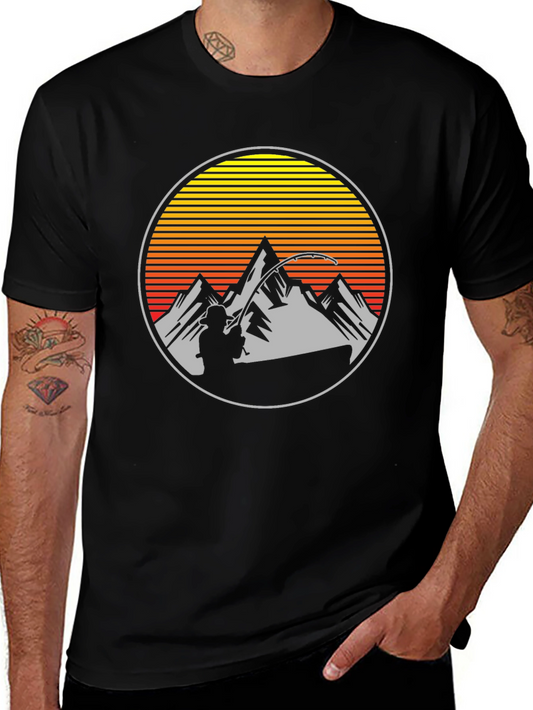 Fishing at Sunset Mens Graphic Tee