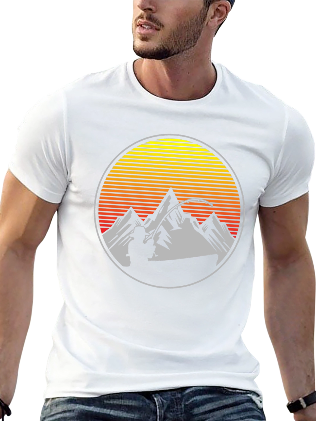 Fishing at Sunset Mens Graphic Tee
