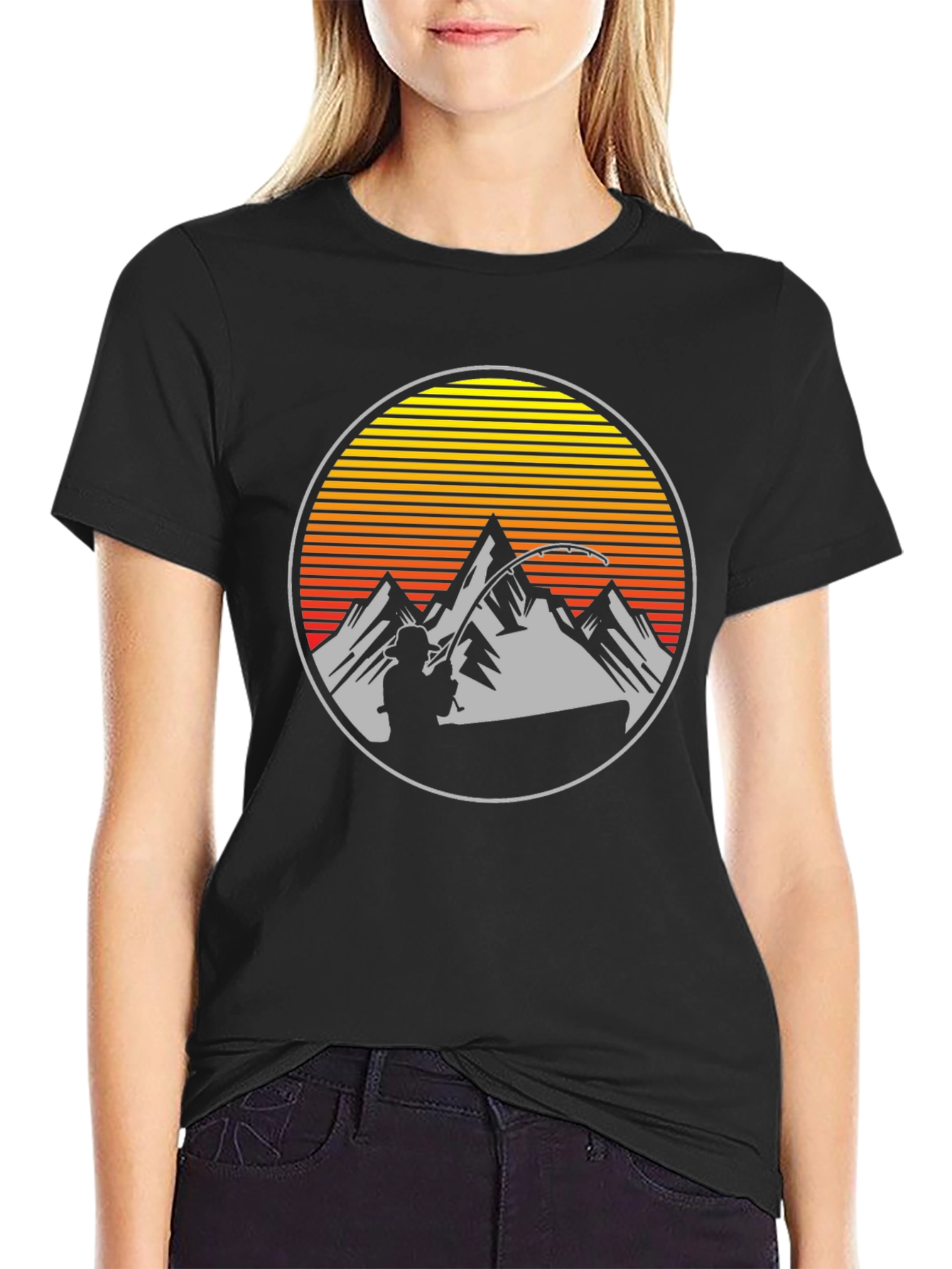 Fishing at Sunset Mens Graphic Tee
