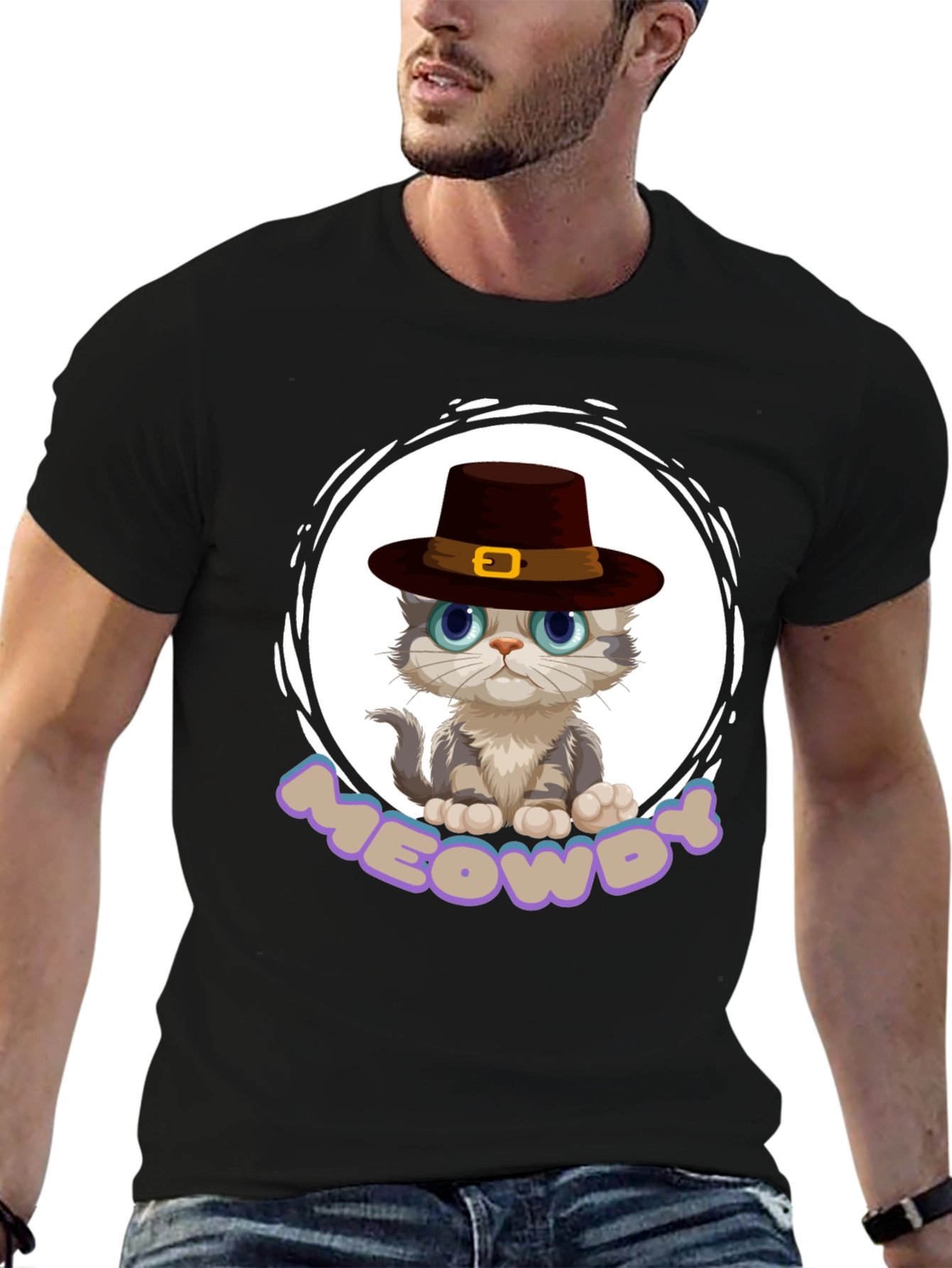 Meowdy Cat Pilgrim T-Shirt