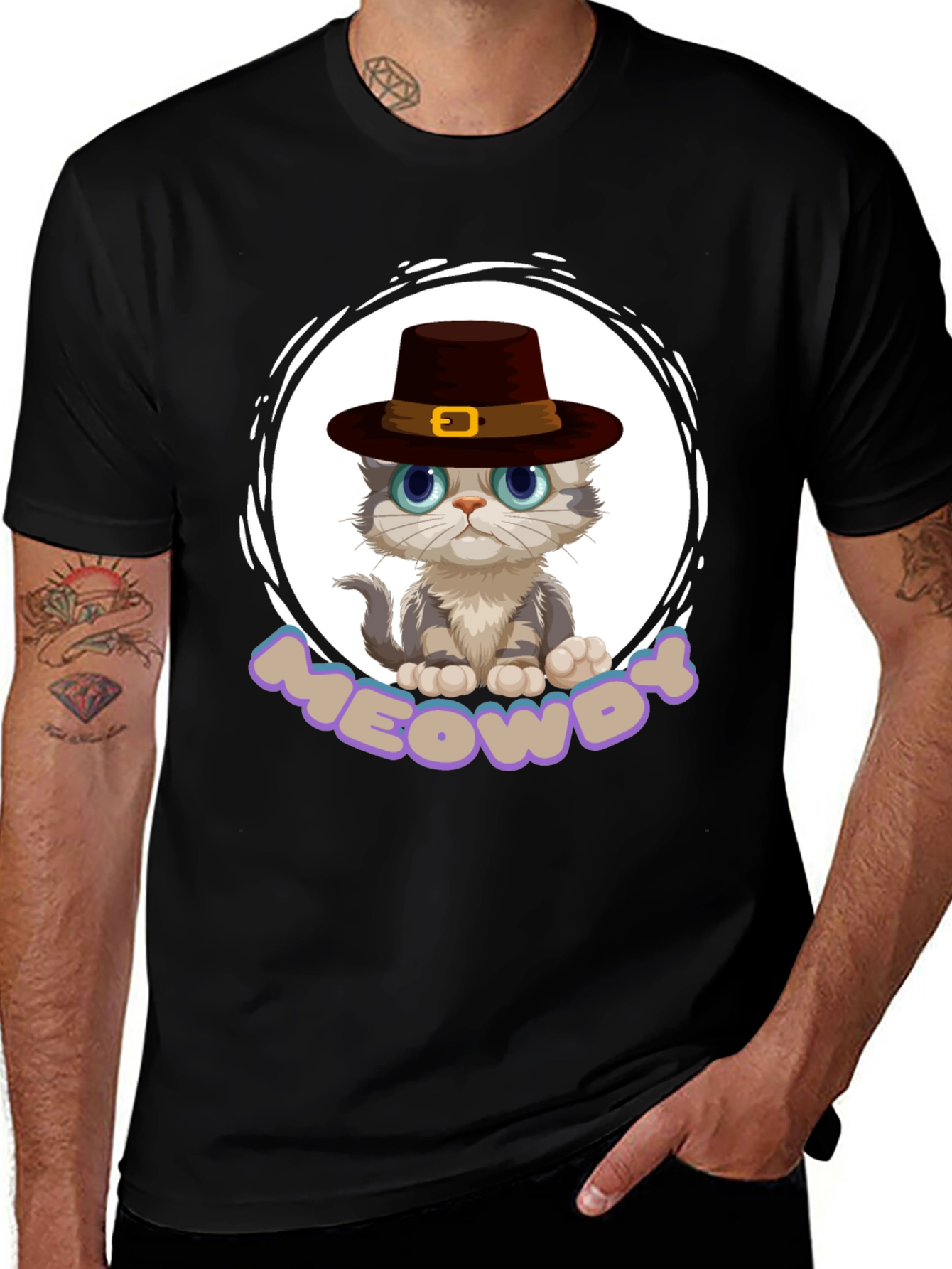 Meowdy Cat Pilgrim T-Shirt