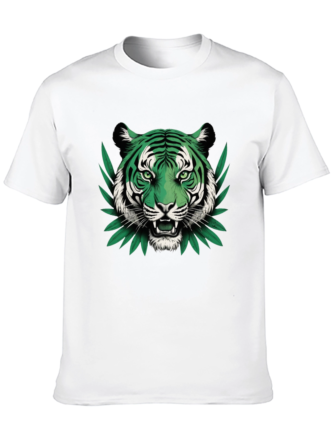 Green Tiger Graphic Black T-Shirt