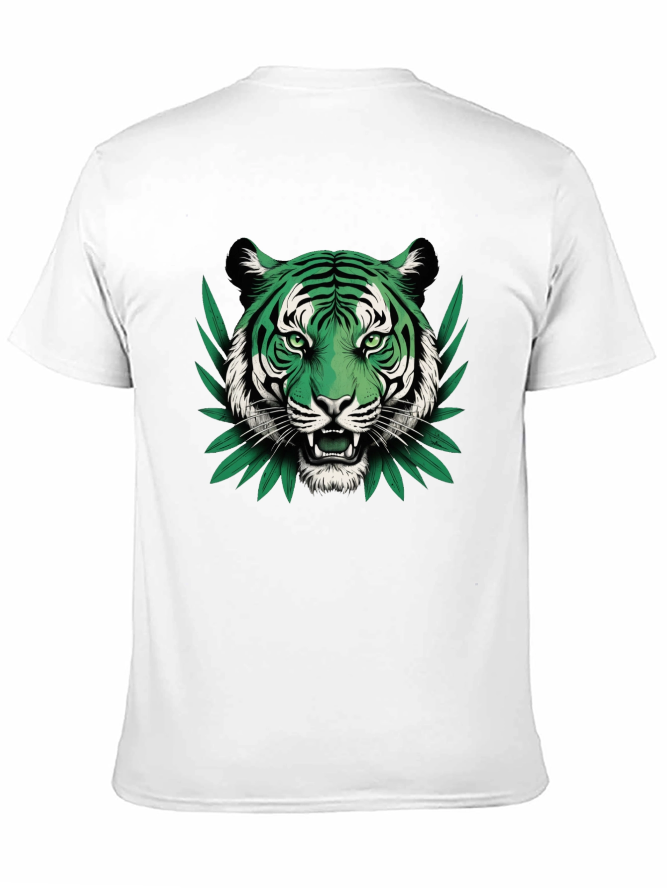 Green Tiger Graphic Black T-Shirt