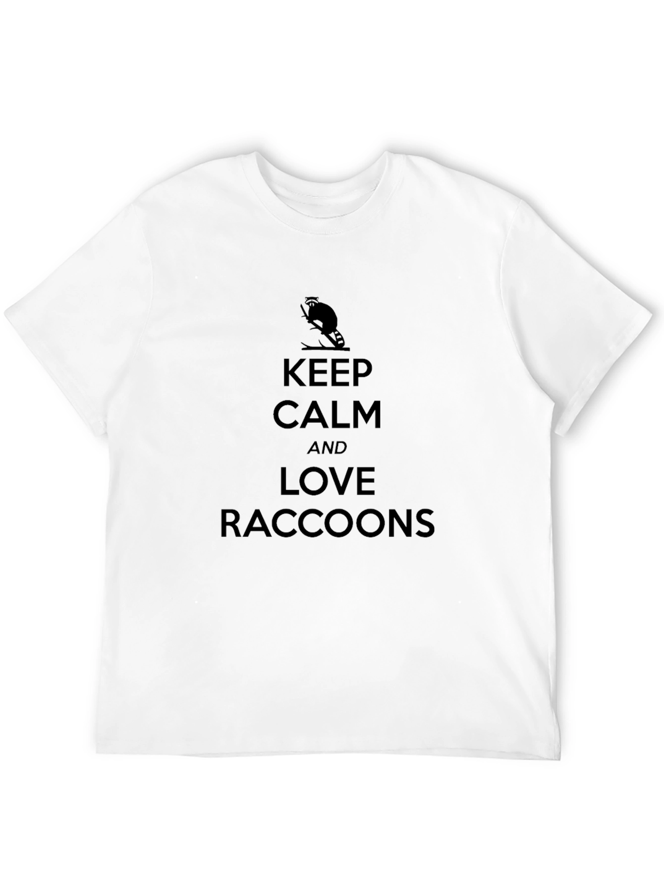 Keep Calm and Love Raccoons Black T-Shirt