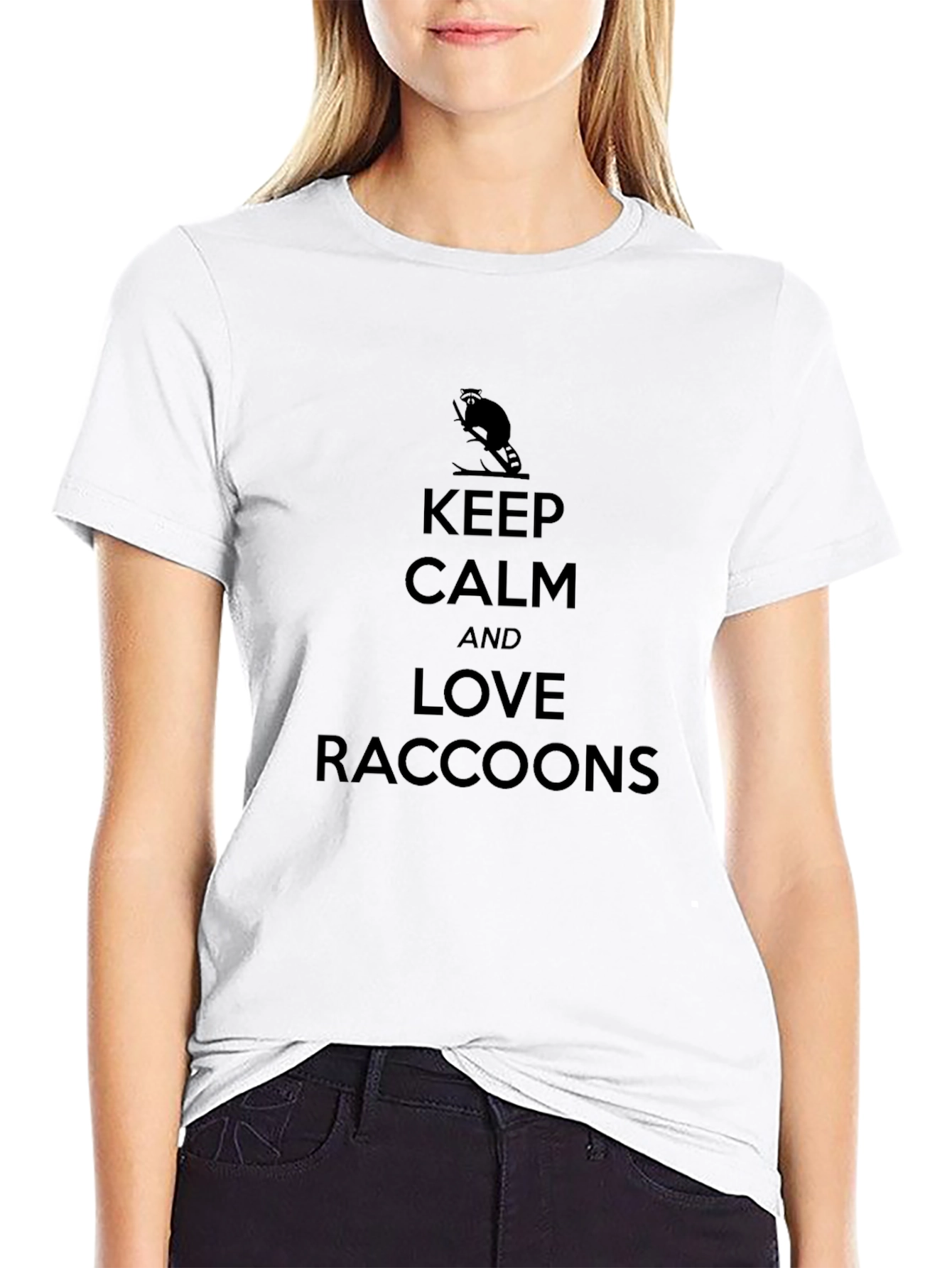 Keep Calm and Love Raccoons Black T-Shirt