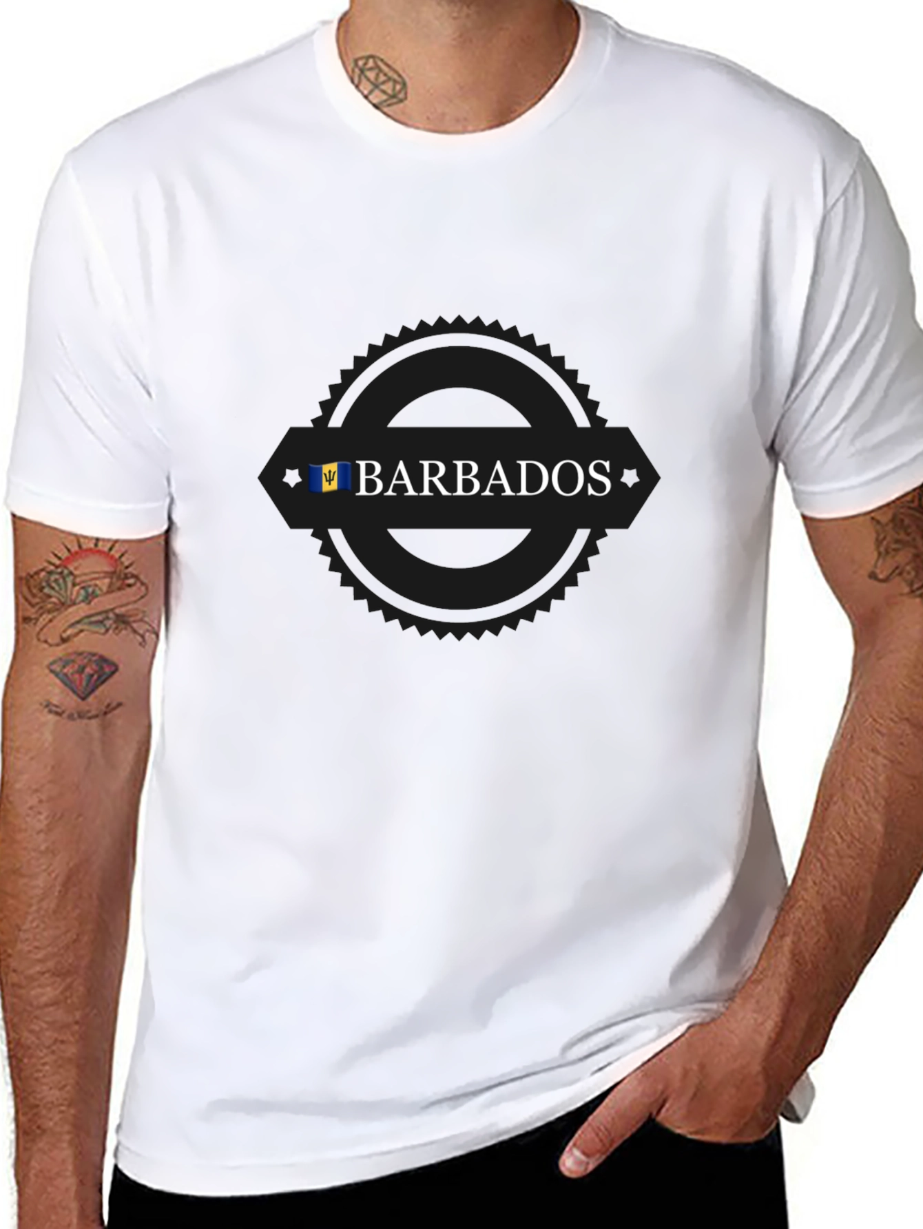 Barbados Flag T-Shirt - Black Short Sleeve Tee