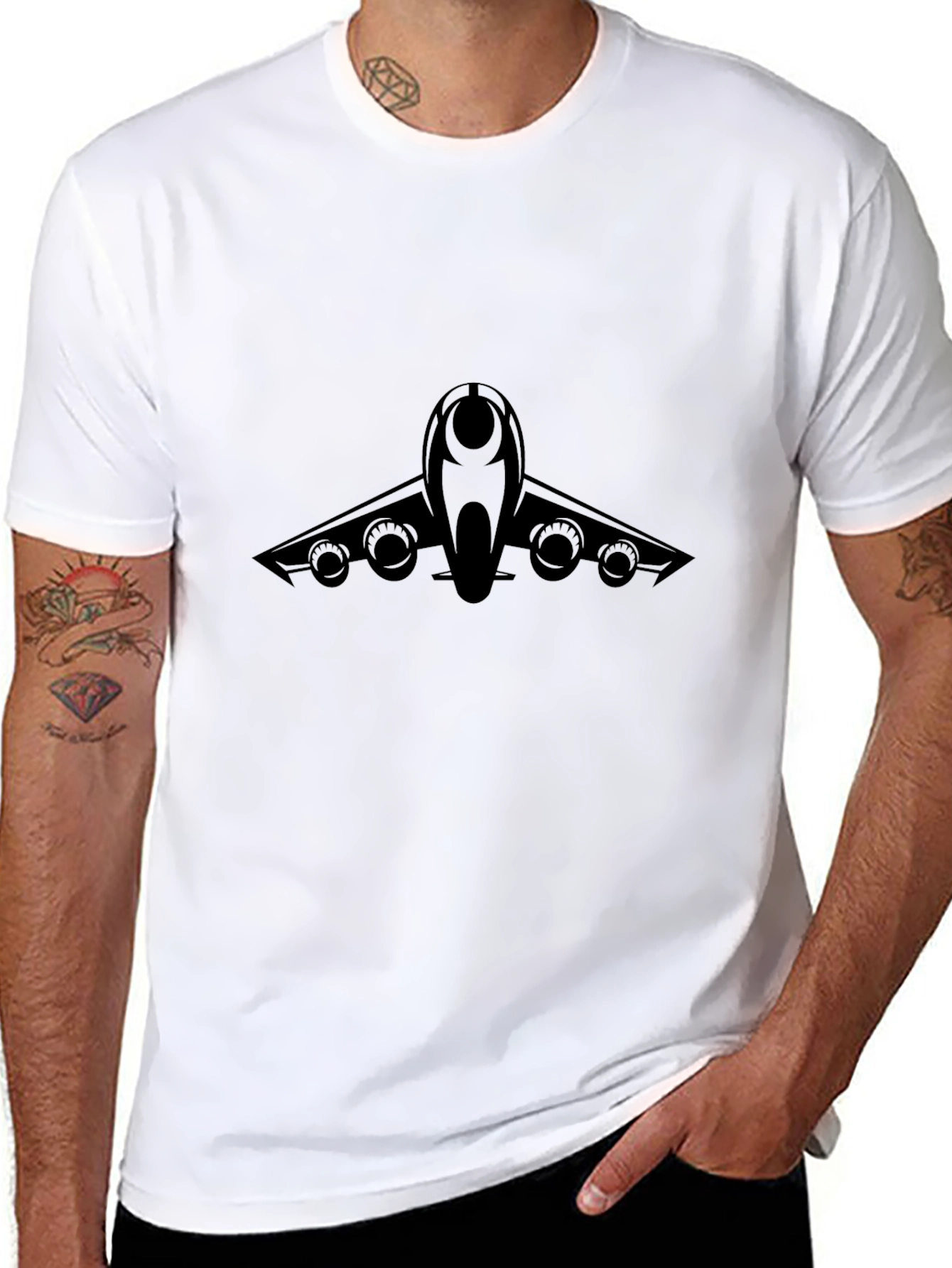 Jet Plane Graphic Tee - Black Cotton Blend