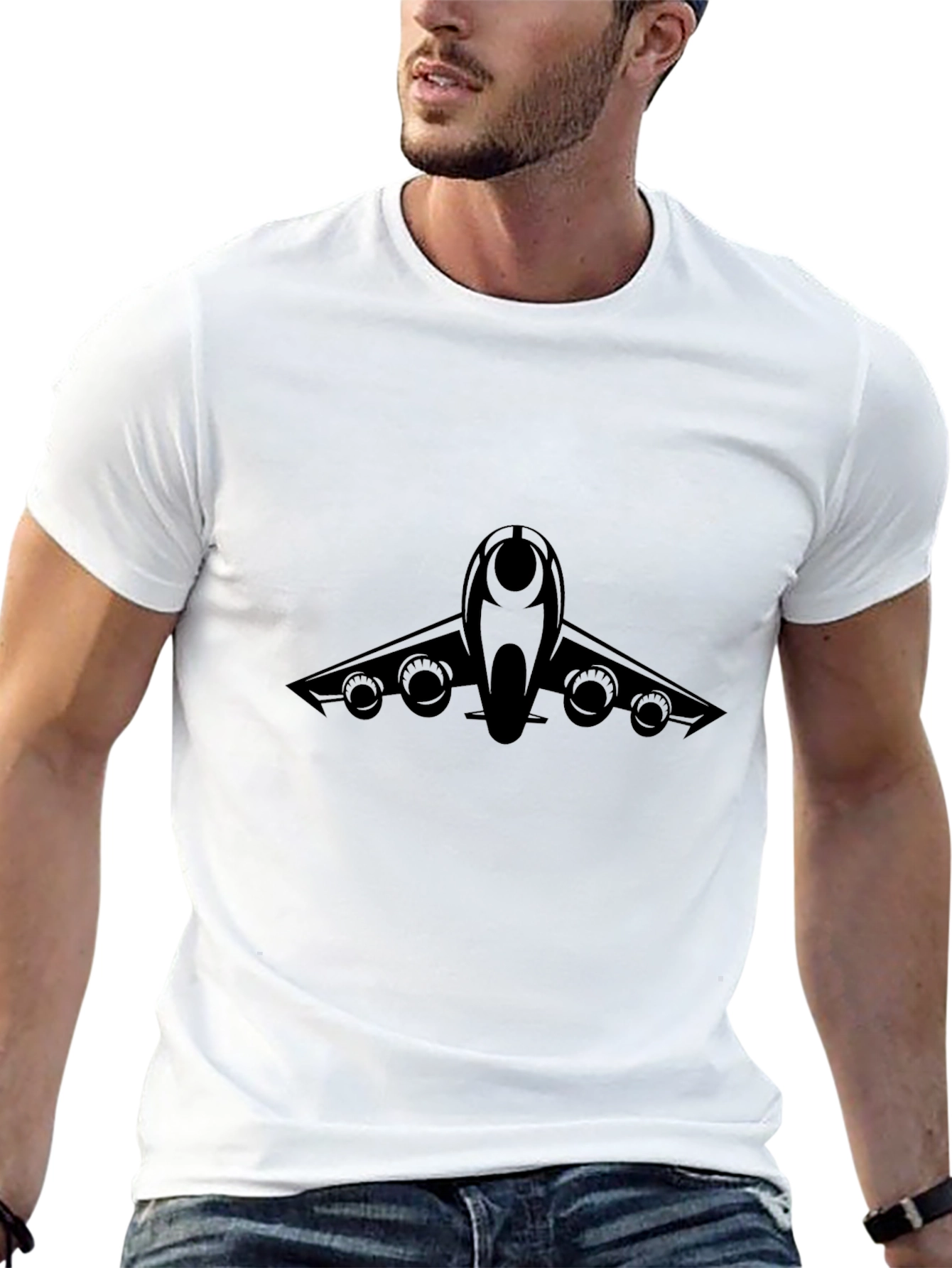 Jet Plane Graphic Tee - Black Cotton Blend