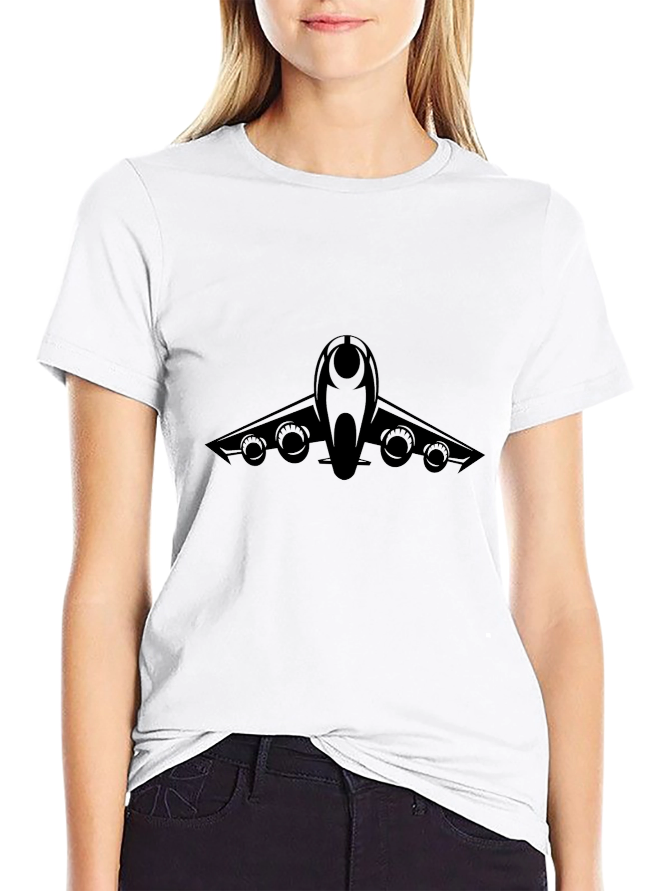 Jet Plane Graphic Tee - Black Cotton Blend