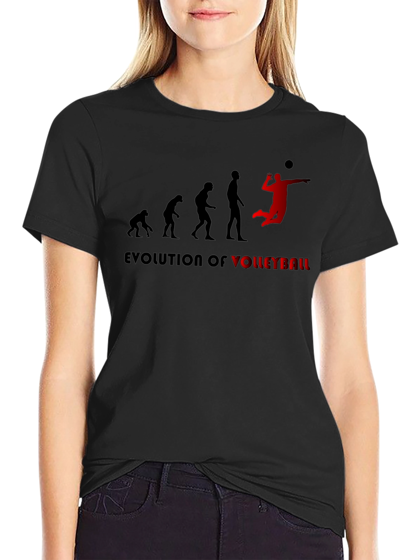 Evolution of Volleyball Black T-Shirt