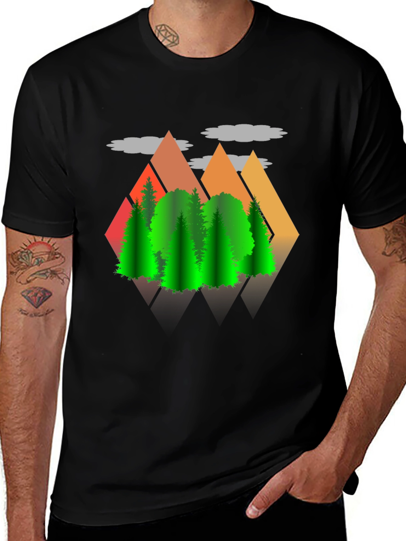Mountains & Trees Graphic T-Shirt - Nature Lover Tee