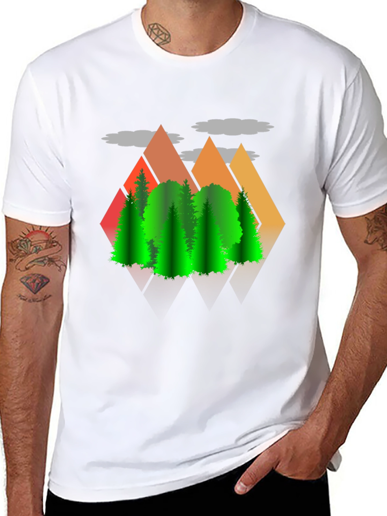 Mountains & Trees Graphic T-Shirt - Nature Lover Tee