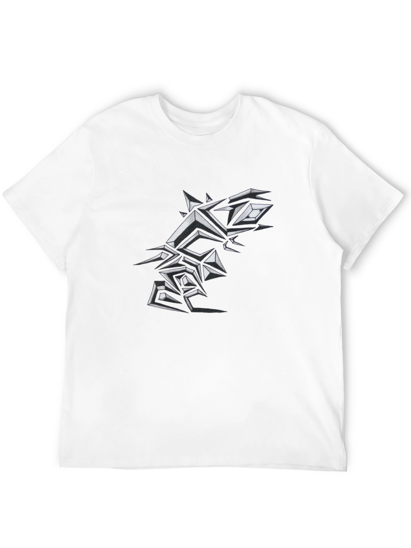 Edgy Geometric Graphic Print Mens Black T-Shirt