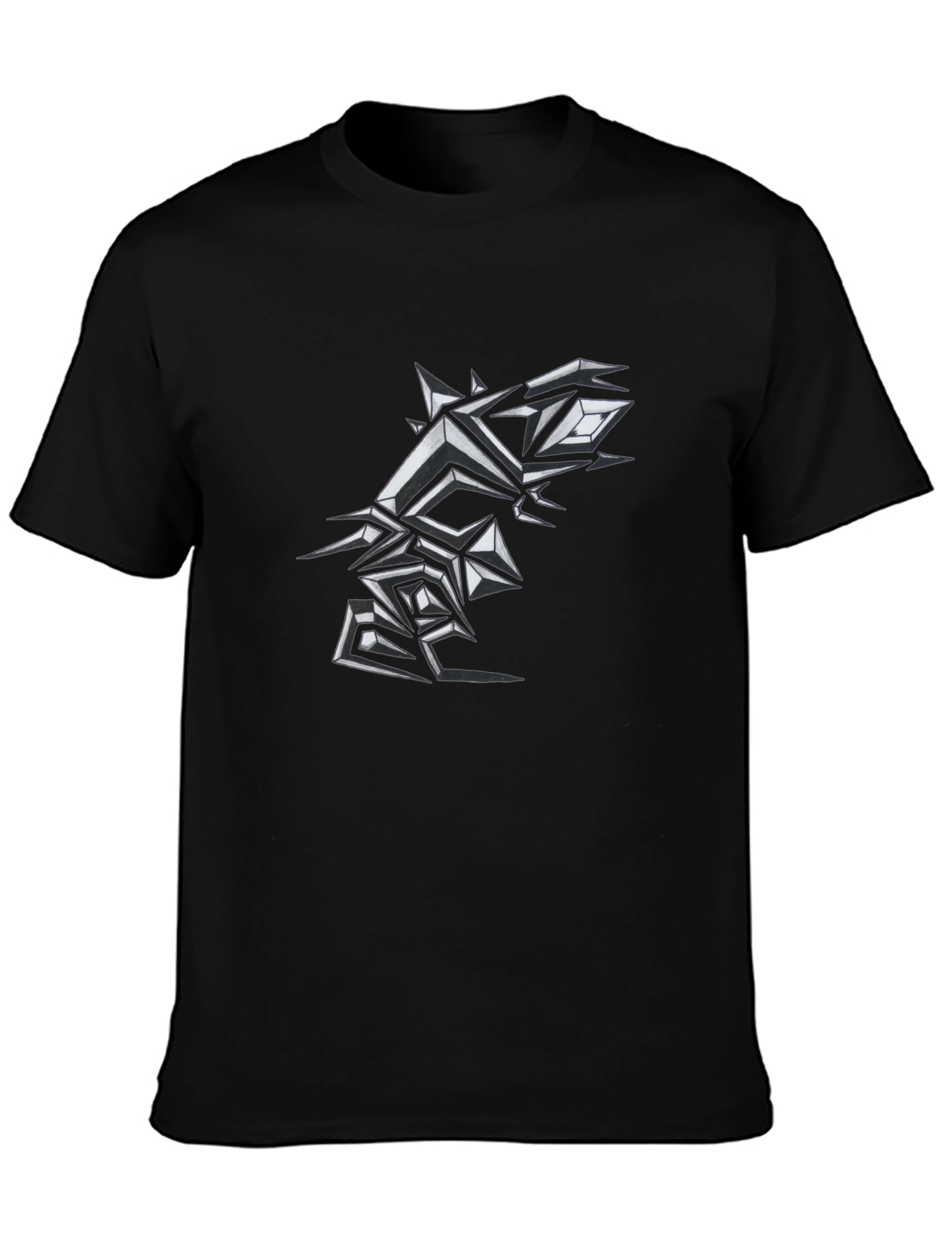Edgy Geometric Graphic Print Mens Black T-Shirt