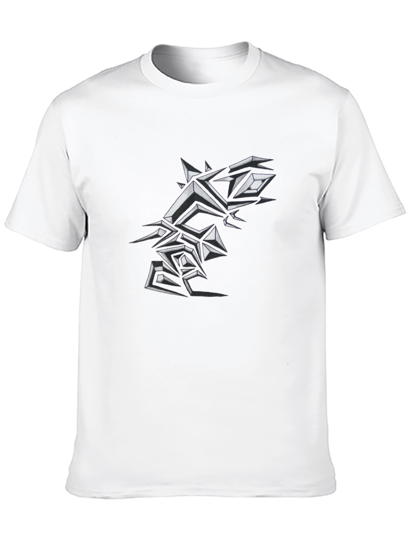 Edgy Geometric Graphic Print Mens Black T-Shirt