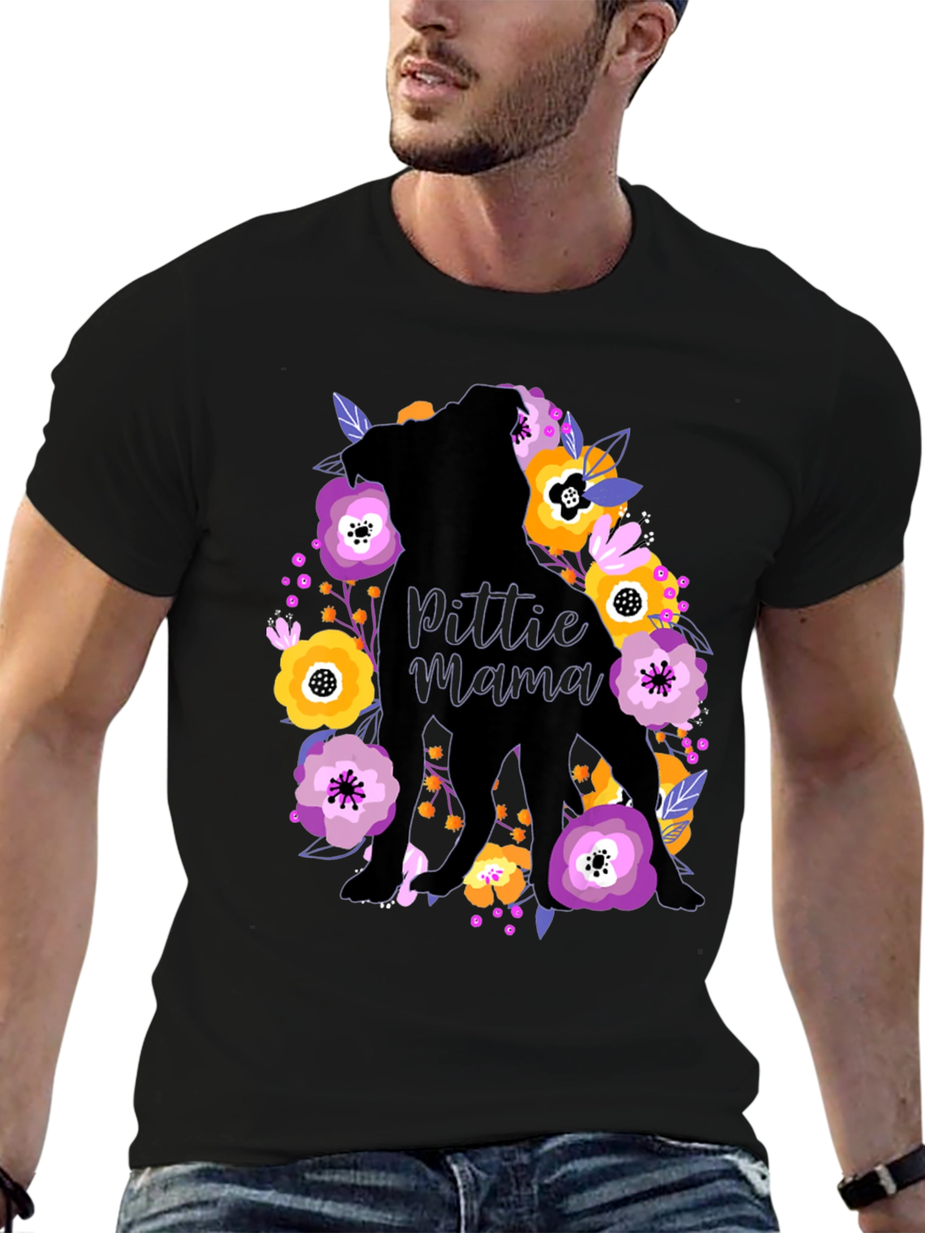 Pittie Mama Floral T-Shirt - Dog Lover Gift