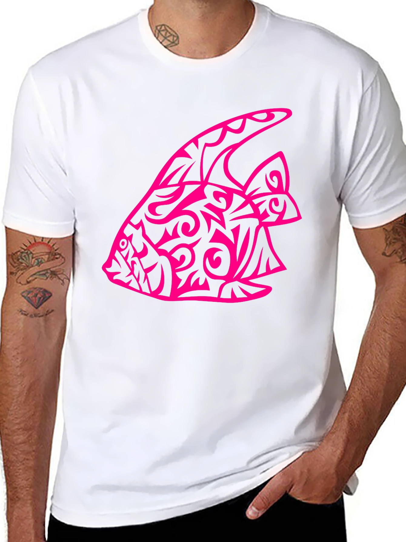 Tribal Fish Graphic Tee - Black