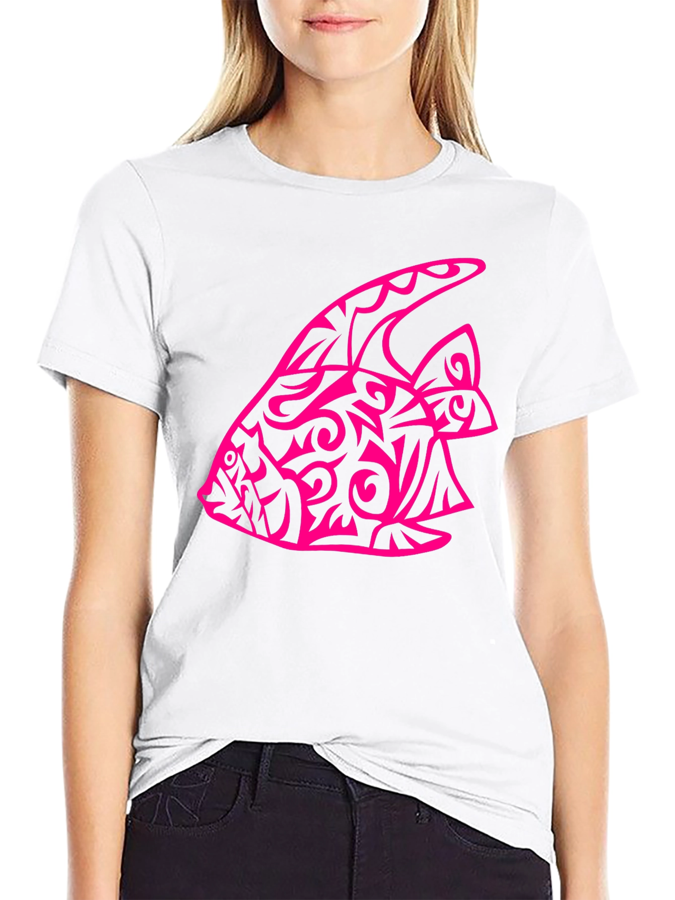 Tribal Fish Graphic Tee - Black