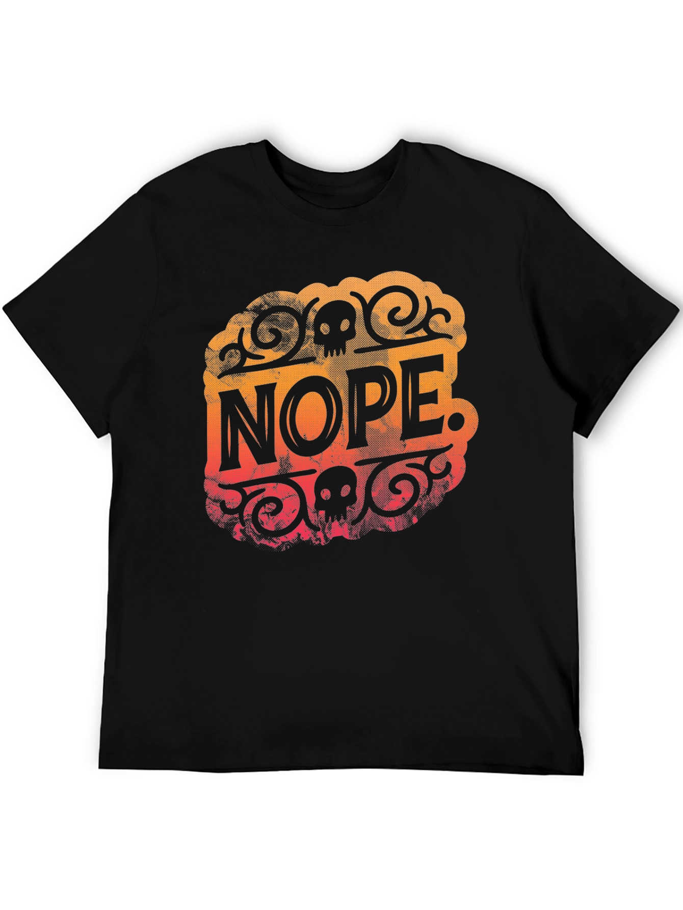 Nope Skull Graphic Print T-Shirt - Crew Neck Tee