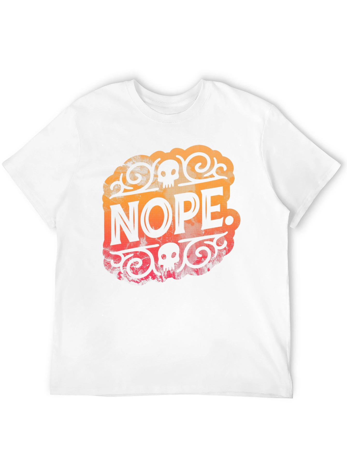 Nope Skull Graphic Print T-Shirt - Crew Neck Tee