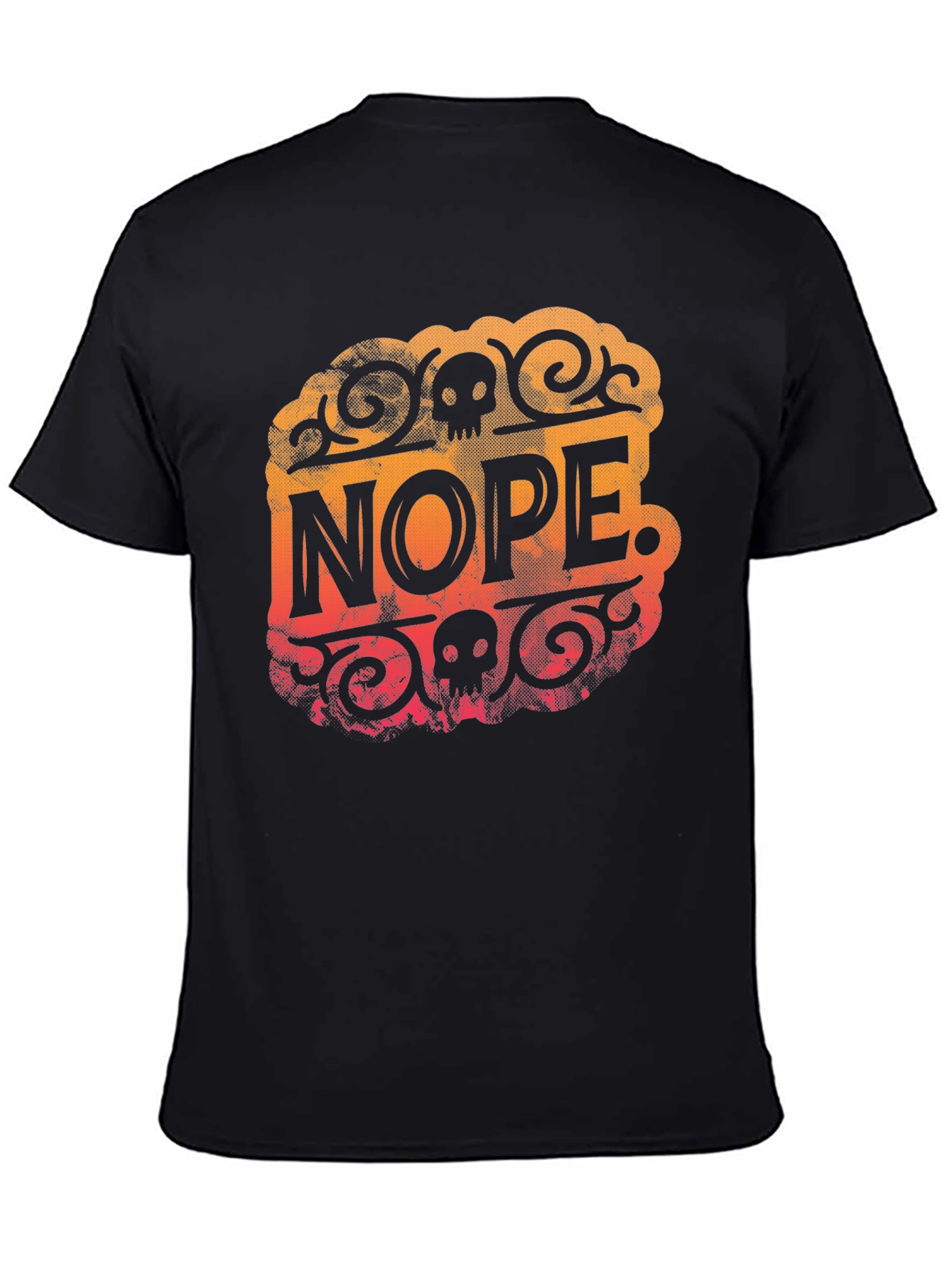 Nope Skull Graphic Print T-Shirt - Crew Neck Tee