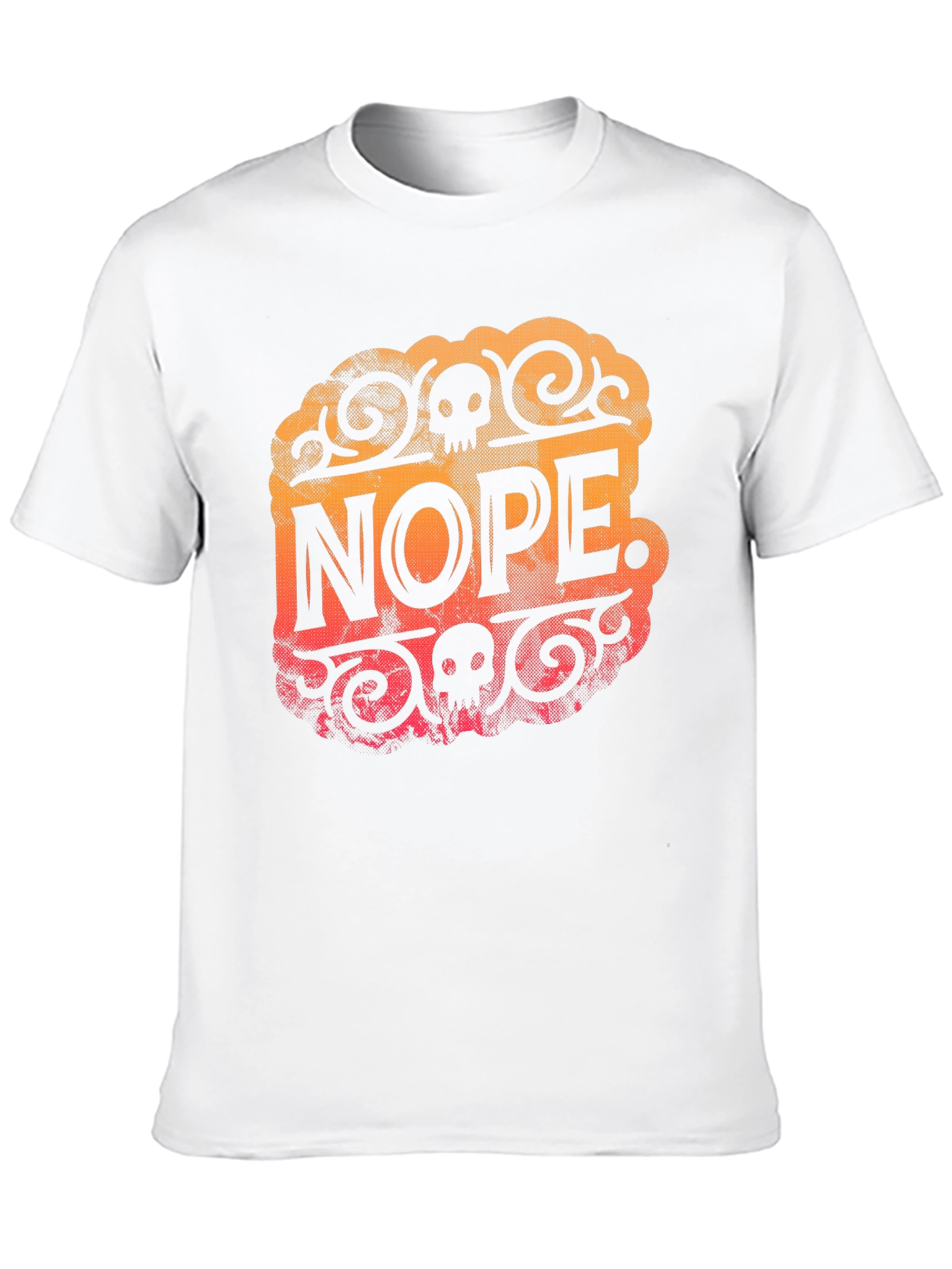 Nope Skull Graphic Print T-Shirt - Crew Neck Tee