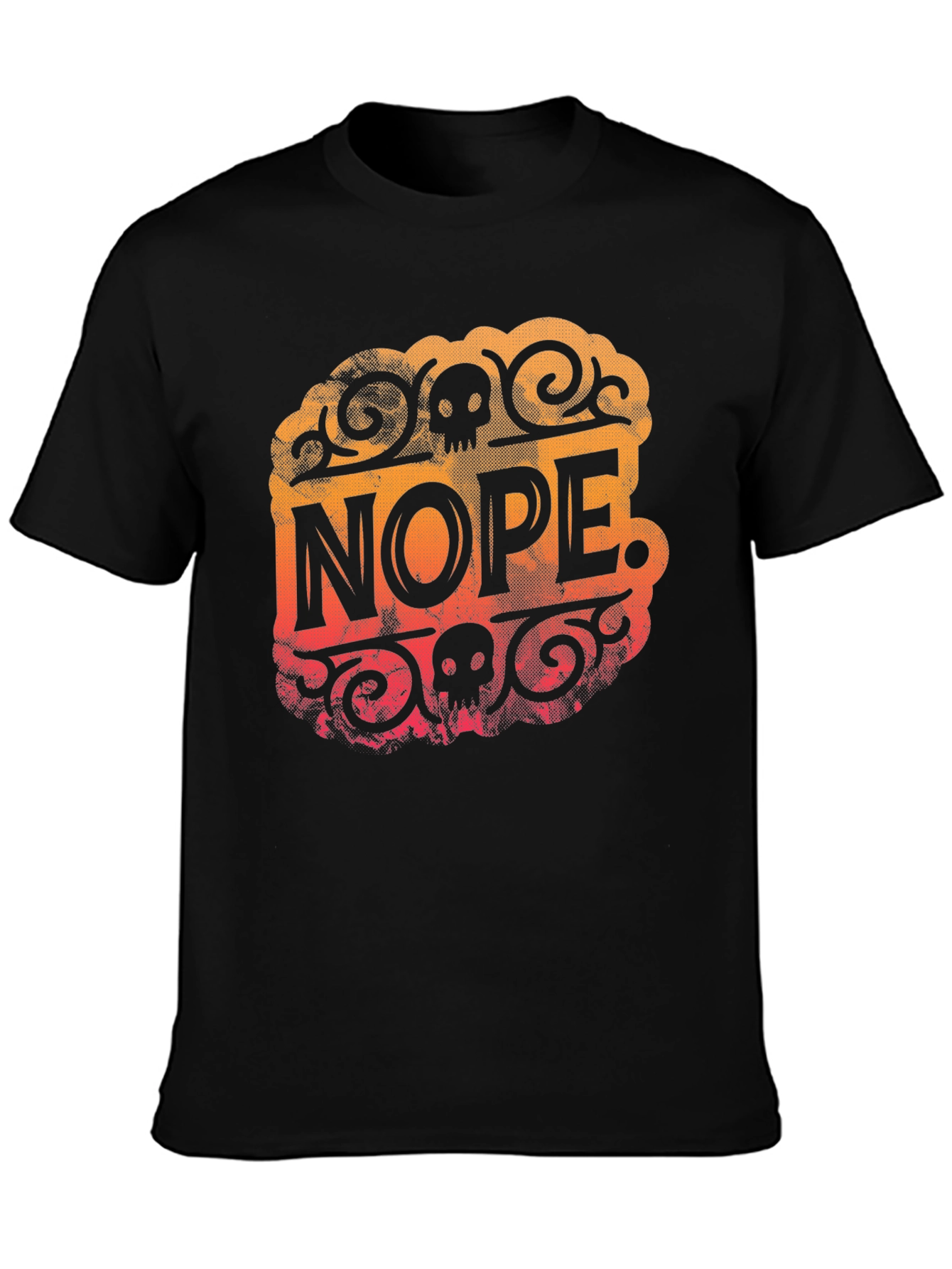 Nope Skull Graphic Print T-Shirt - Crew Neck Tee