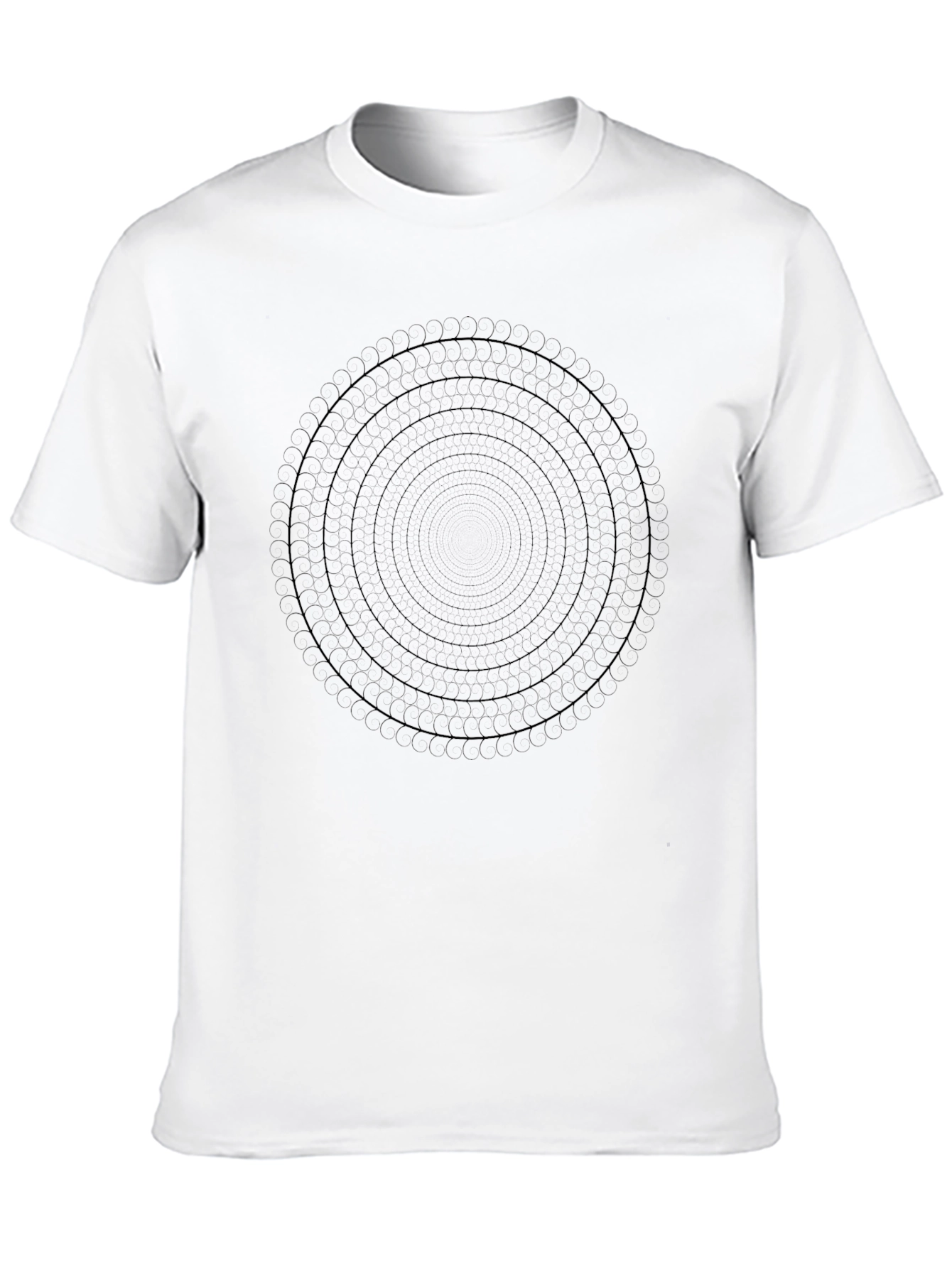 Geometric Circle Design Black T-Shirt