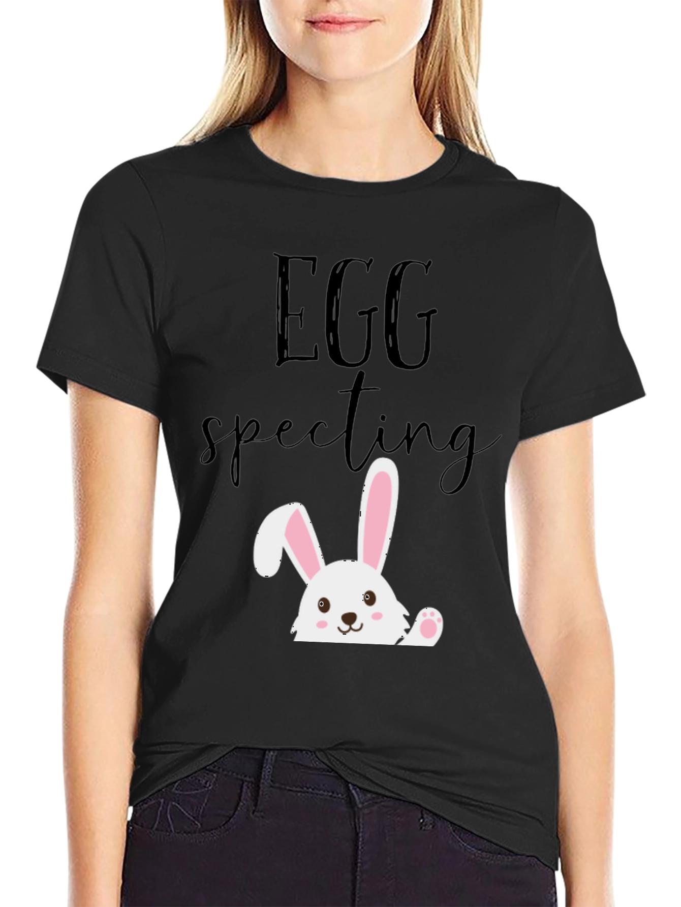 Eggspecting Easter Bunny T-Shirt - Funny Pregnancy Tee