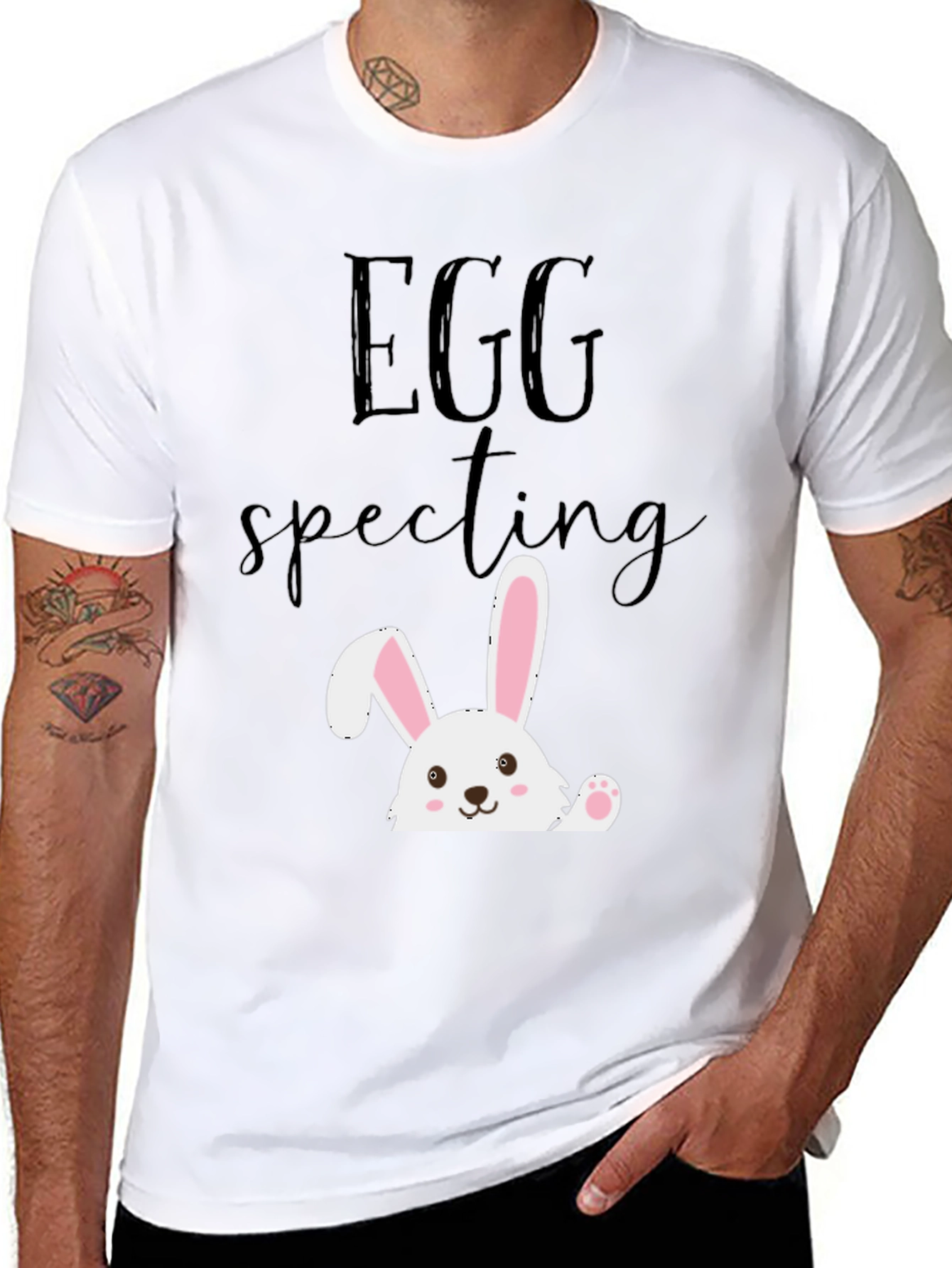 Eggspecting Easter Bunny T-Shirt - Funny Pregnancy Tee