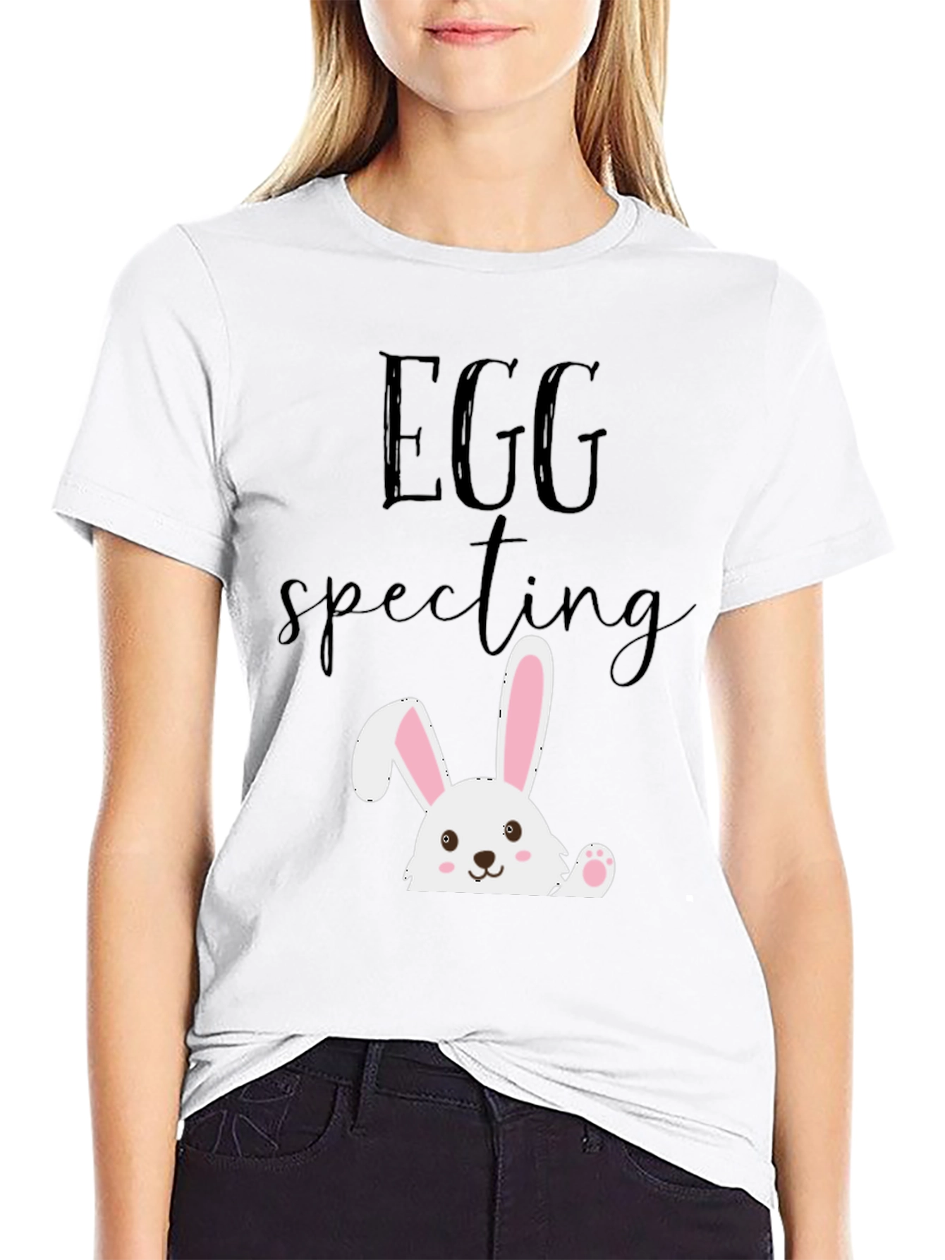 Eggspecting Easter Bunny T-Shirt - Funny Pregnancy Tee