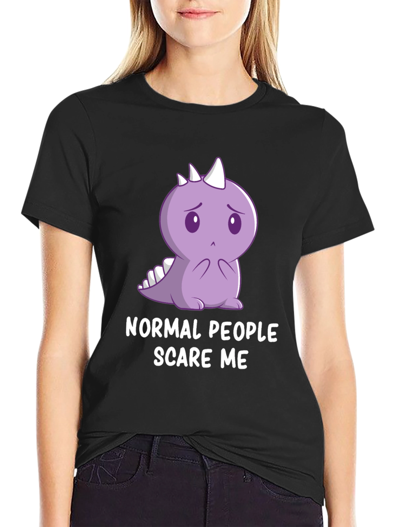 Sad Dino T-Shirt - Normal People Scare Me