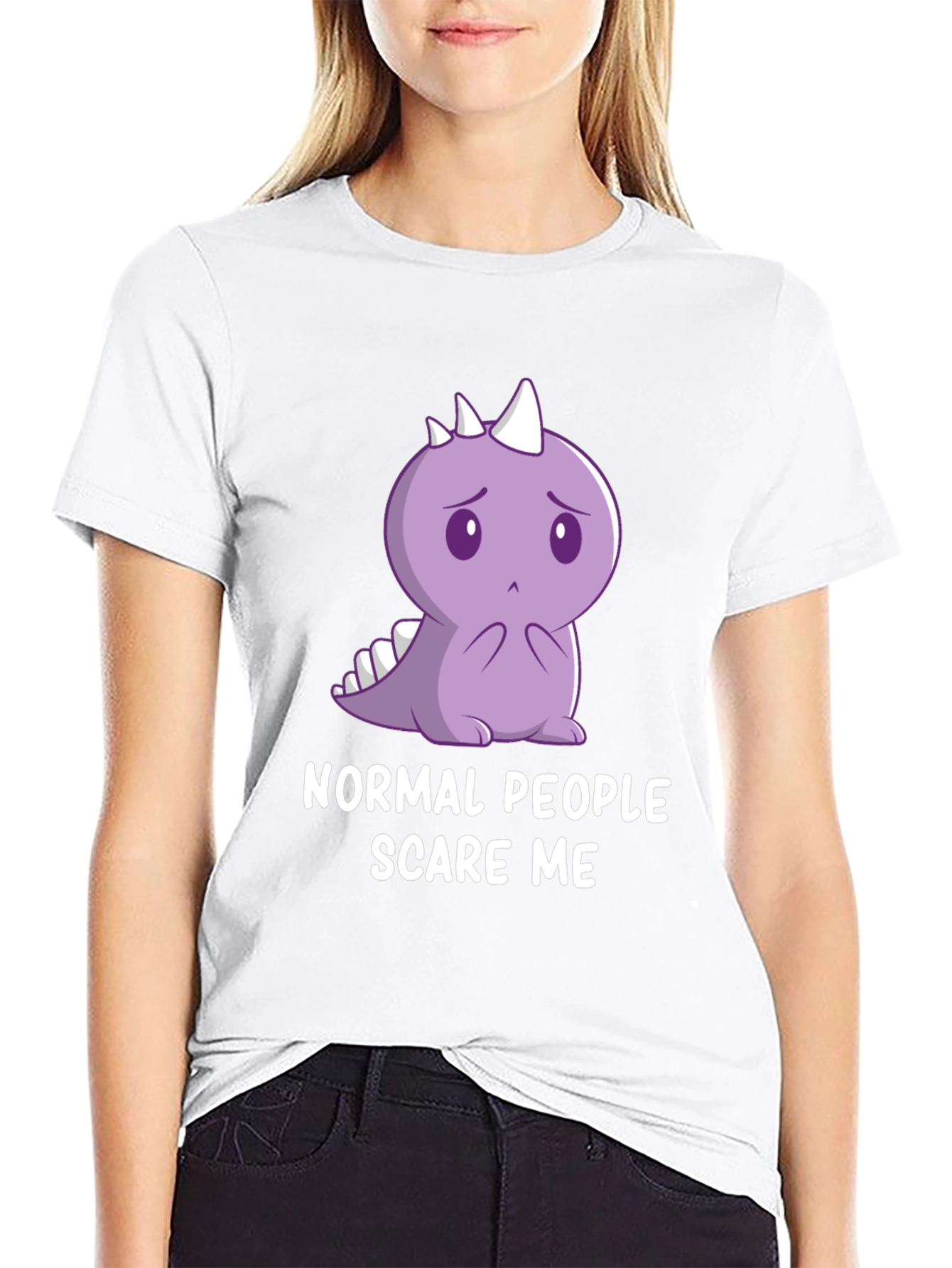 Sad Dino T-Shirt - Normal People Scare Me