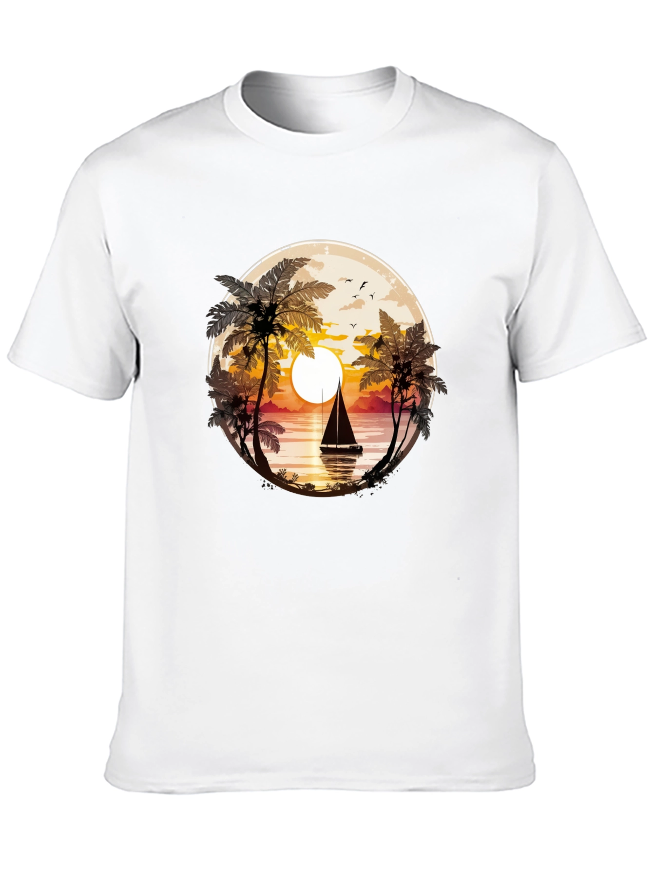 Sunset Sailboat Graphic Tee - Coastal Style