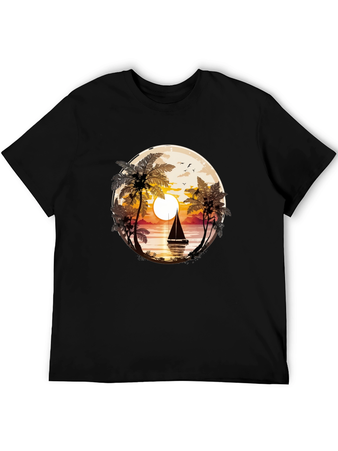 Sunset Sailboat Graphic Tee - Coastal Style