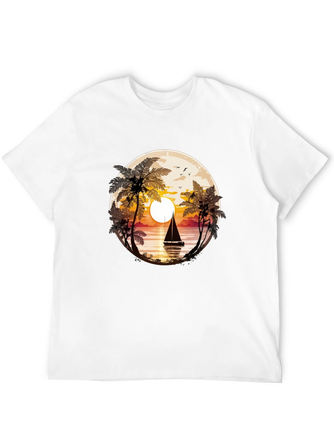 Sunset Sailboat Graphic Tee - Coastal Style