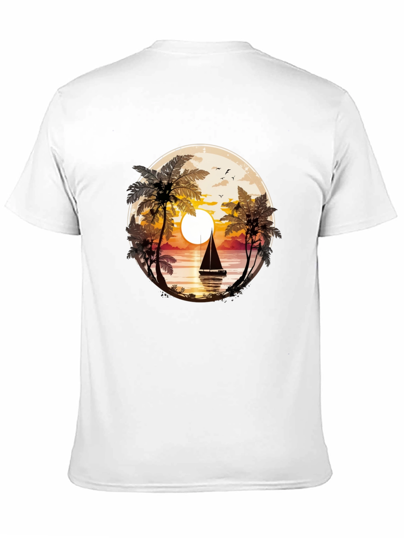 Sunset Sailboat Graphic Tee - Coastal Style