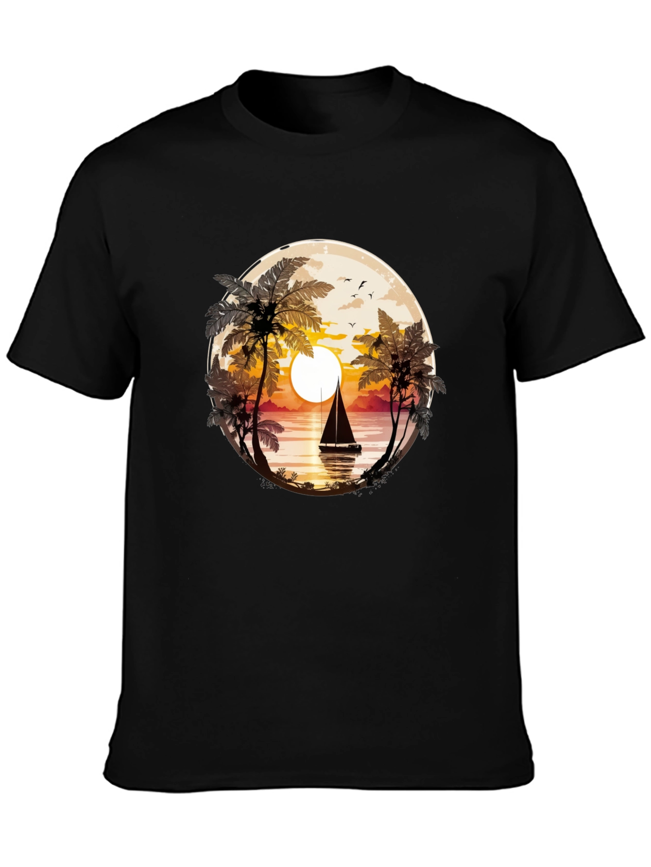 Sunset Sailboat Graphic Tee - Coastal Style