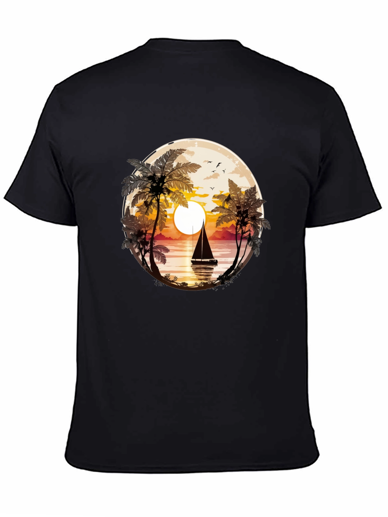 Sunset Sailboat Graphic Tee - Coastal Style