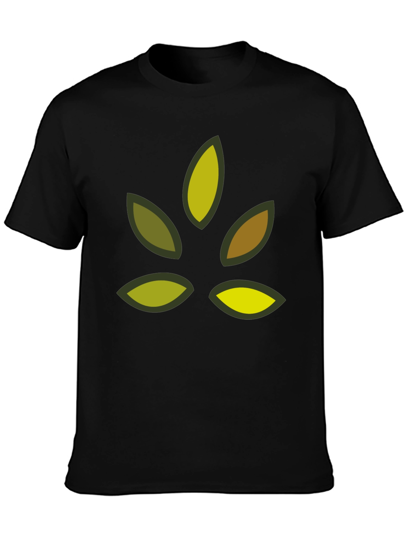Nature Leaf Graphic Black T-Shirt