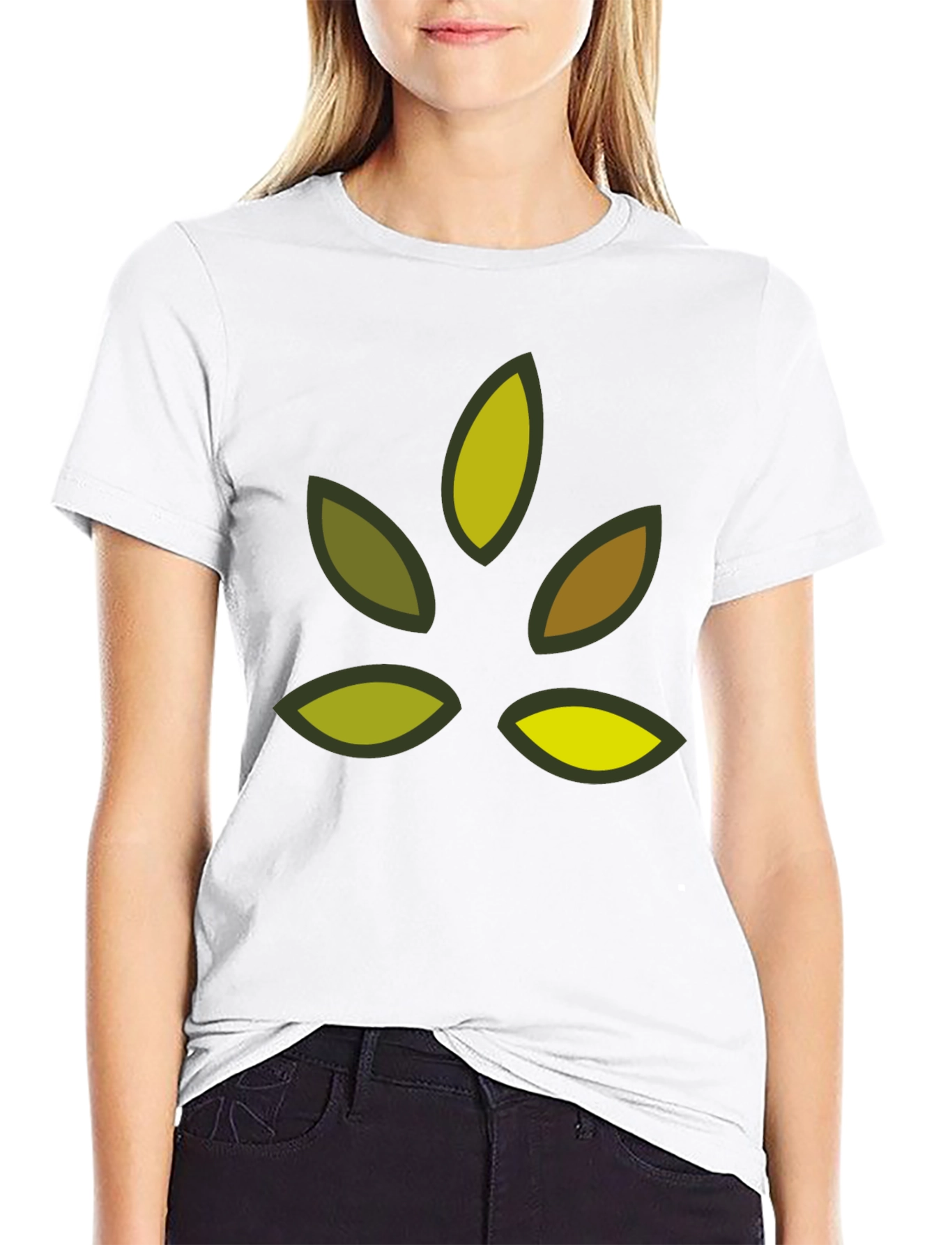 Nature Leaf Graphic Black T-Shirt