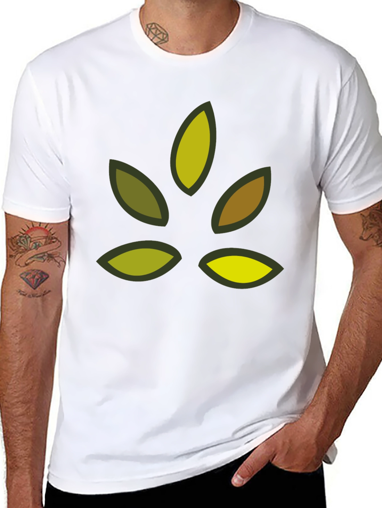 Nature Leaf Graphic Black T-Shirt