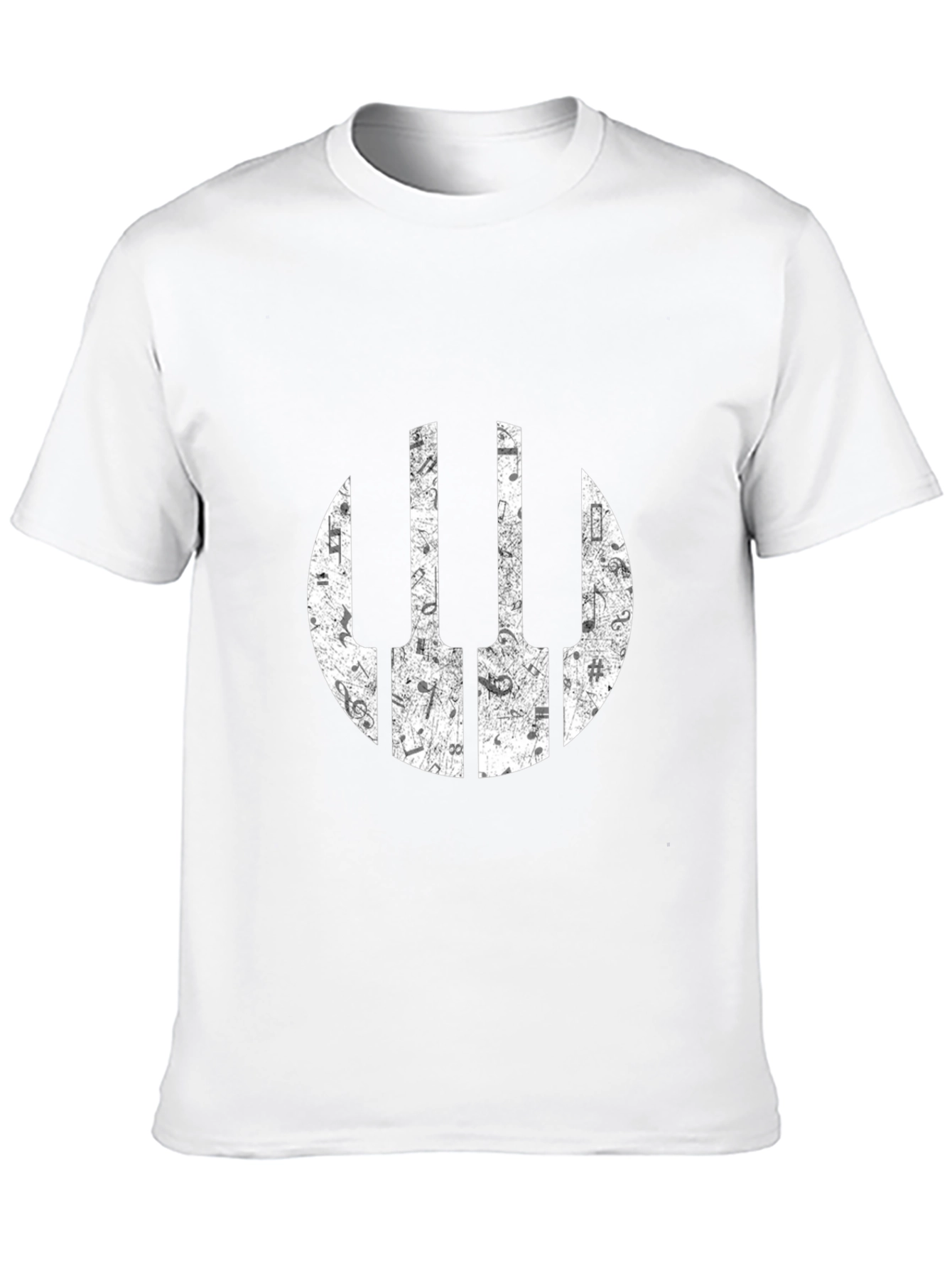 Musical Piano Keys Notes Graphic Black T-Shirt