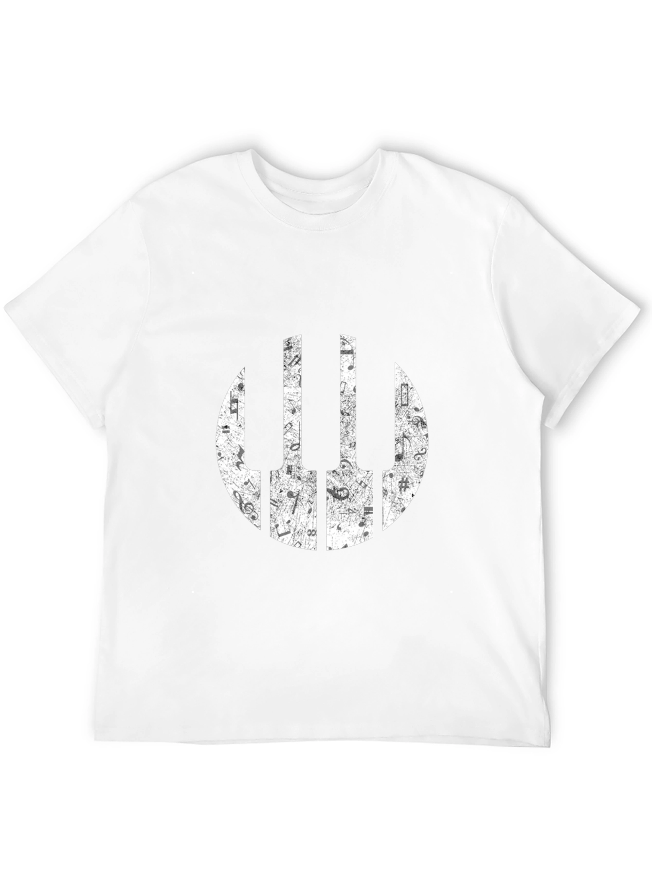 Musical Piano Keys Notes Graphic Black T-Shirt