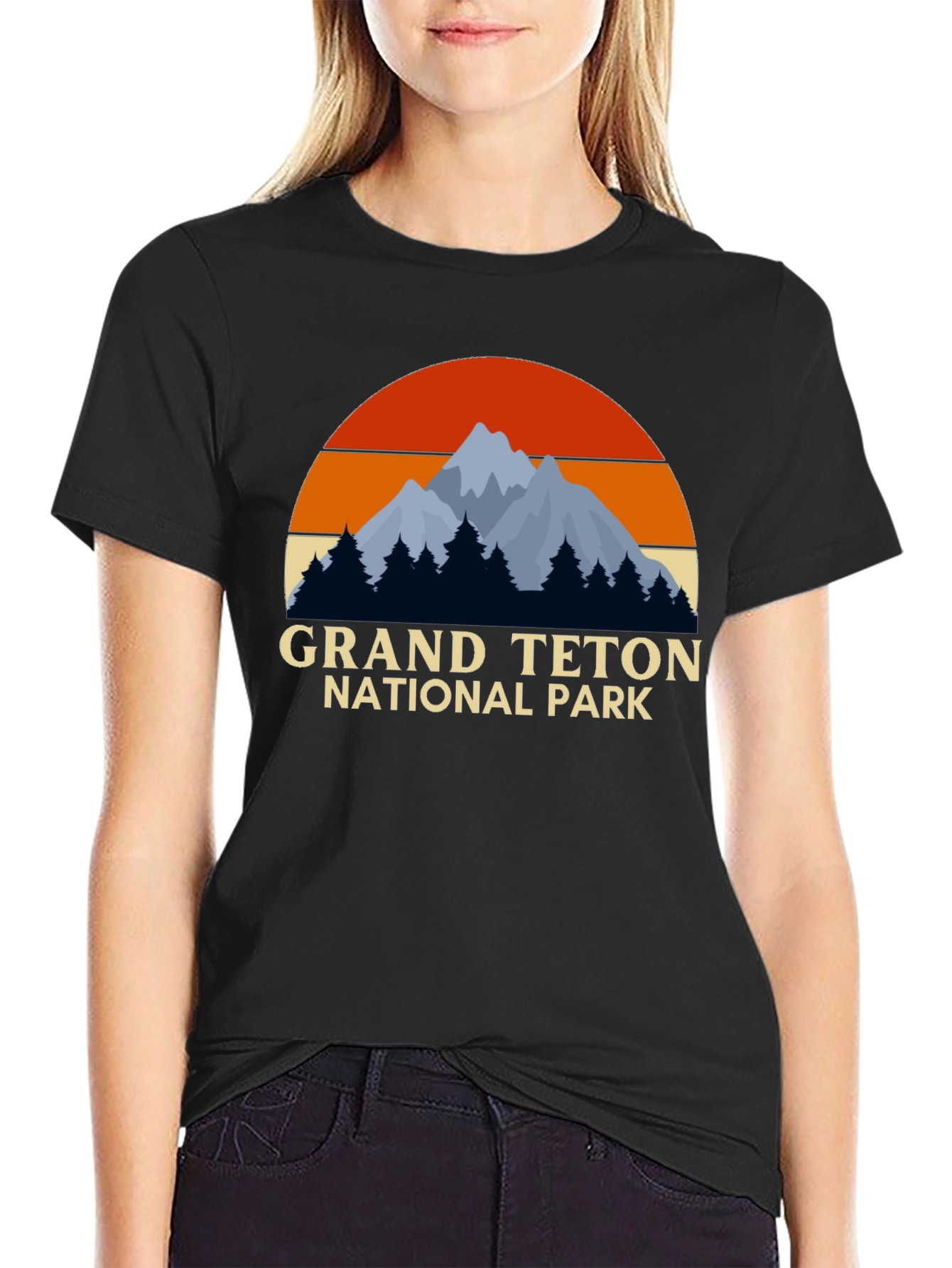 Grand Teton National Park Black Graphic T-Shirt