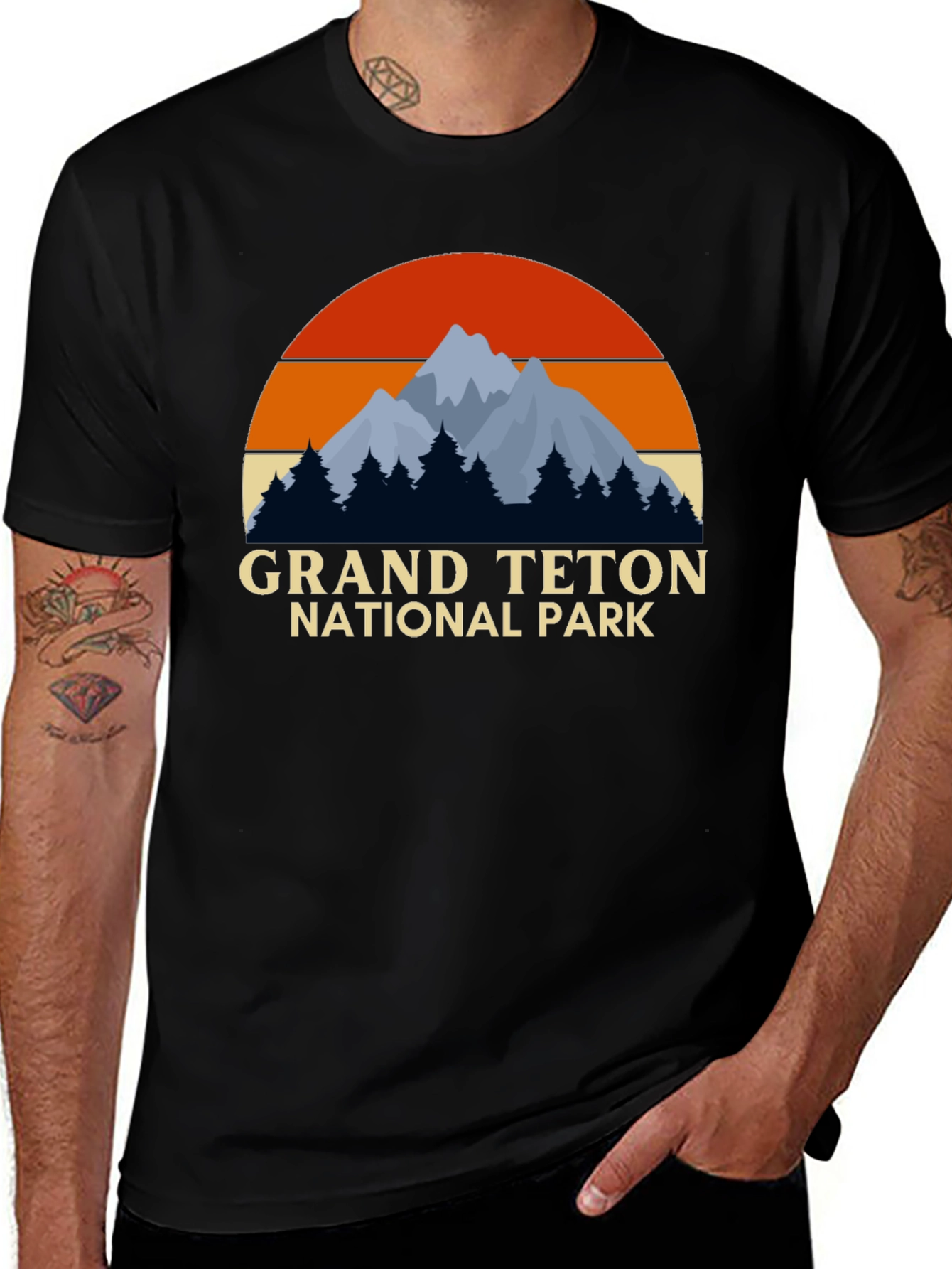 Grand Teton National Park Black Graphic T-Shirt