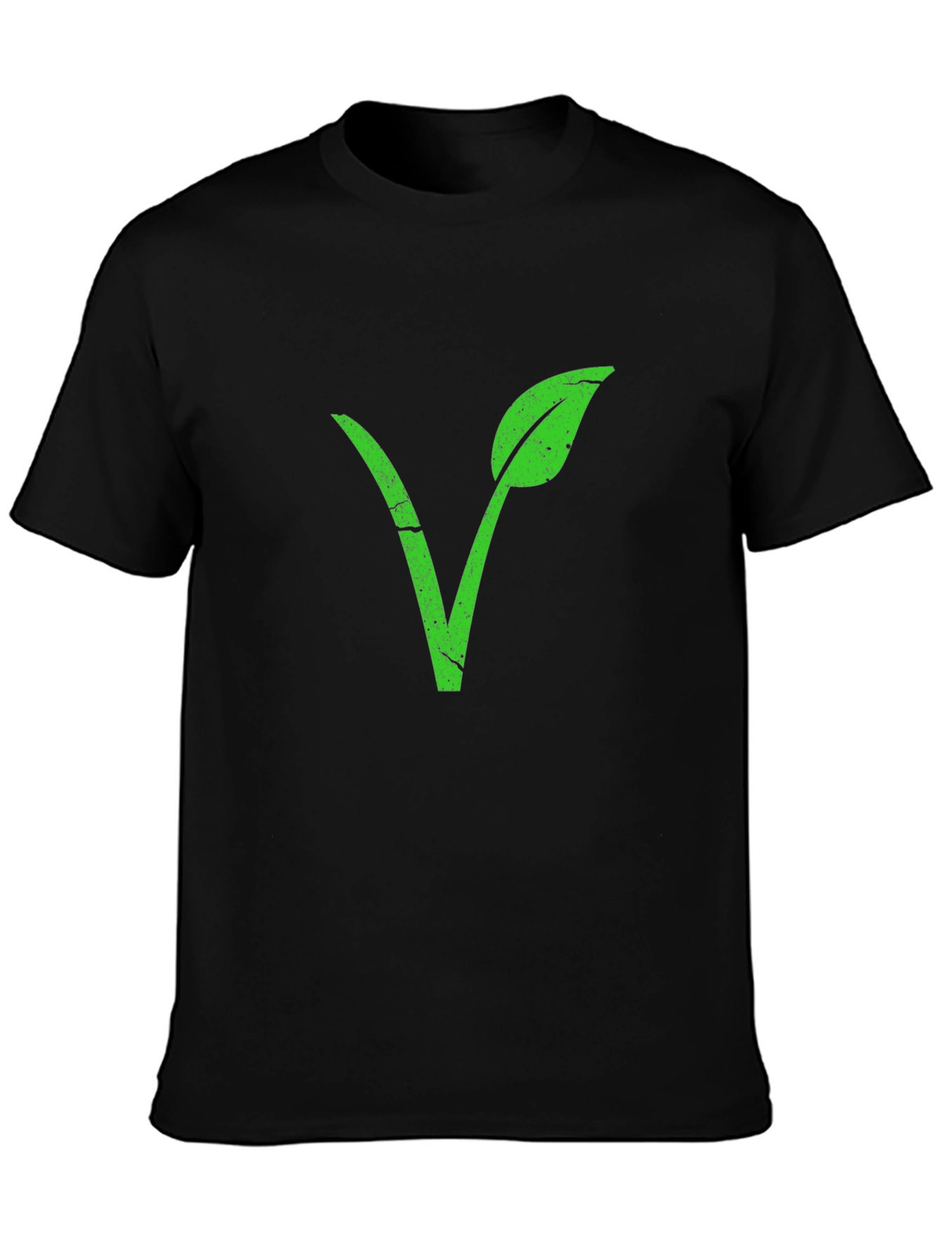 Vegan Symbol T-Shirt - Green Leaf V Design